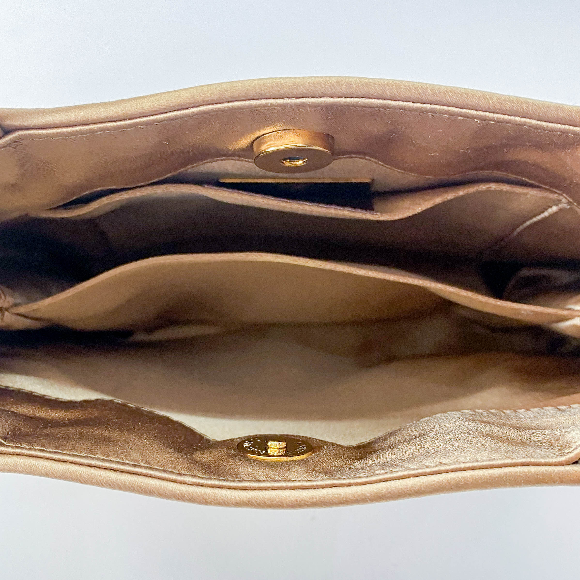 Gold Intrecciato Satin Handbag