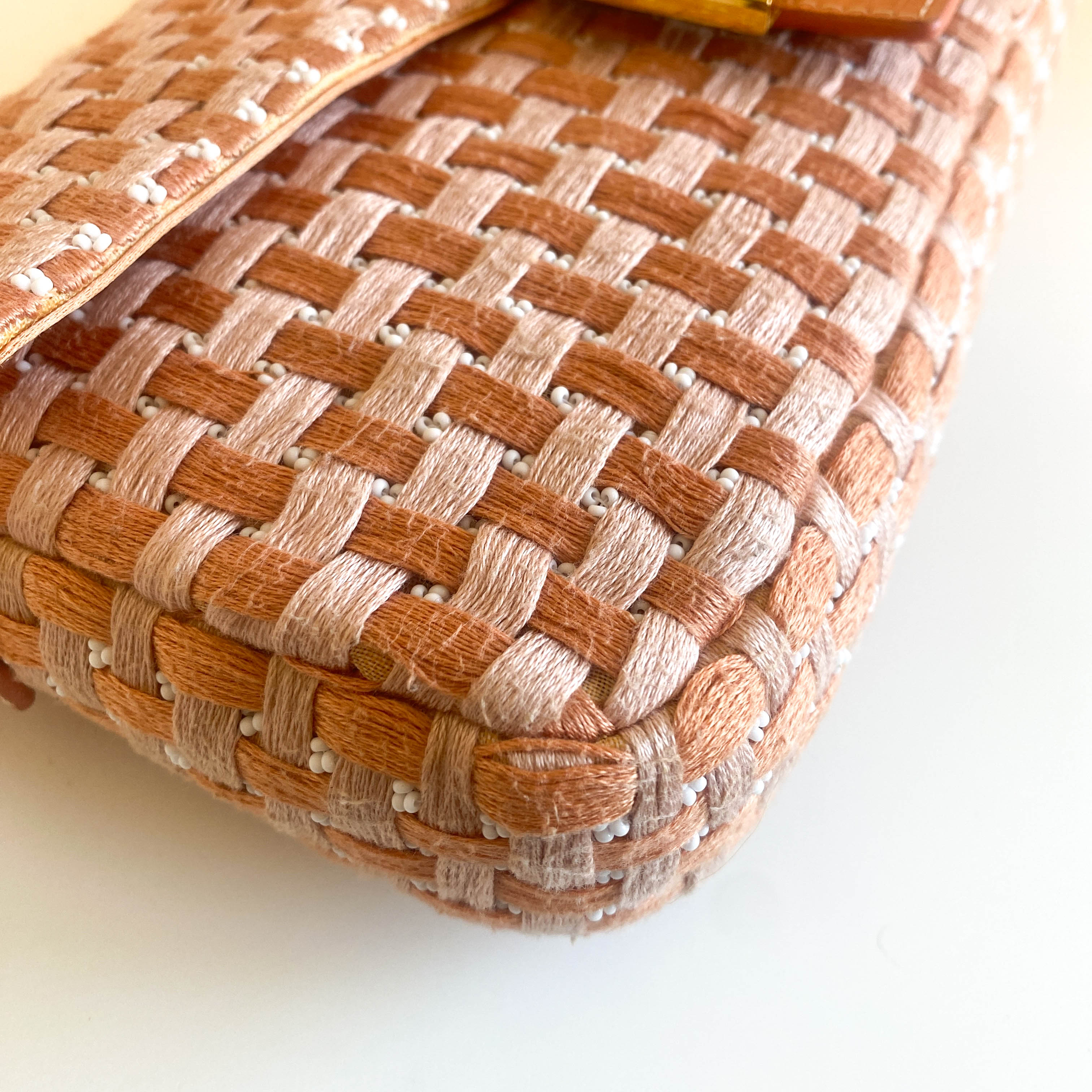 Baguette Orange Beaded Shoulder Bag