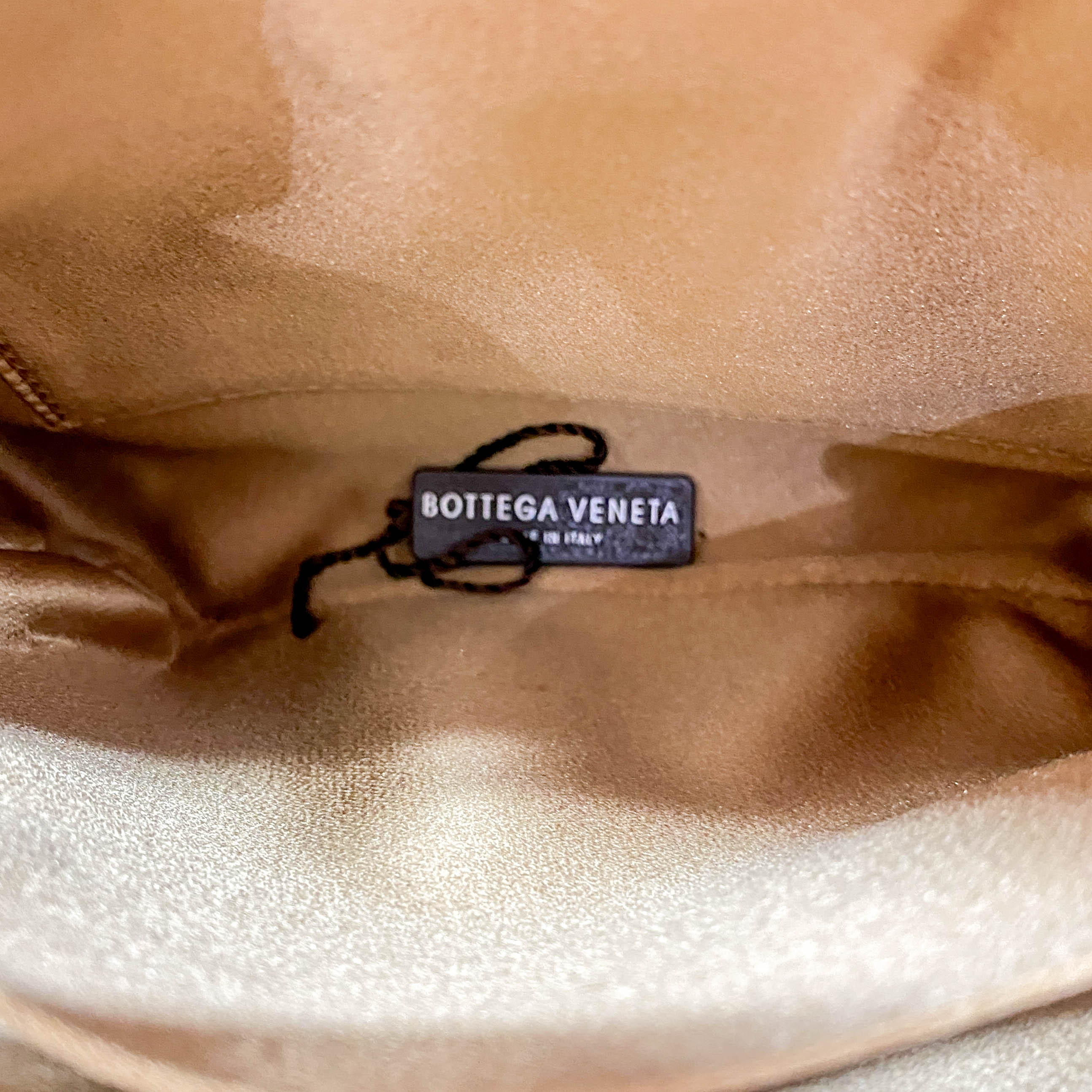 Gold Intrecciato Satin Handbag