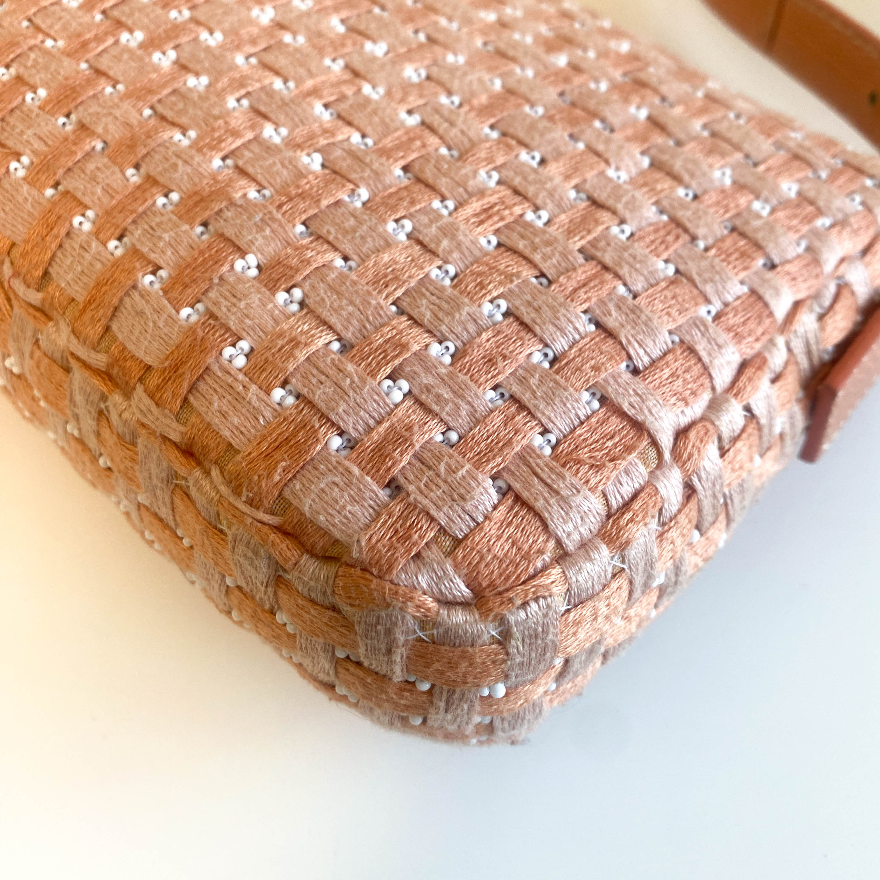 Baguette Orange Beaded Shoulder Bag