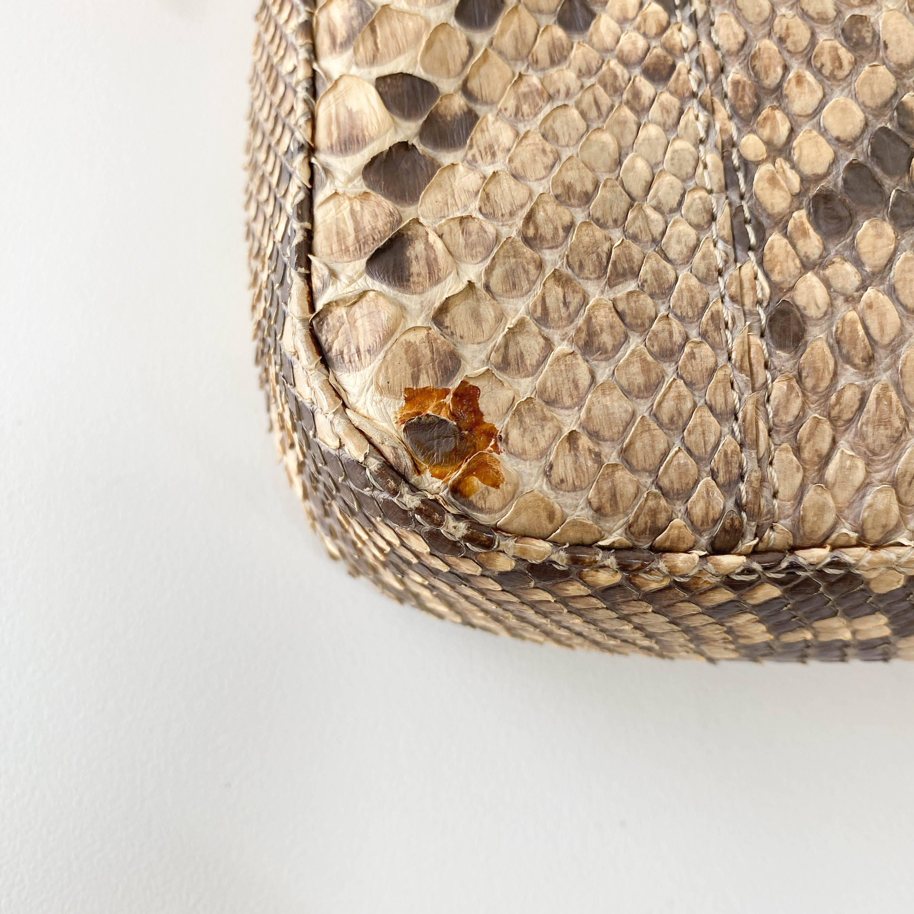 Selleria Baguette Grey Python Embossed Leather Shoulder Bag