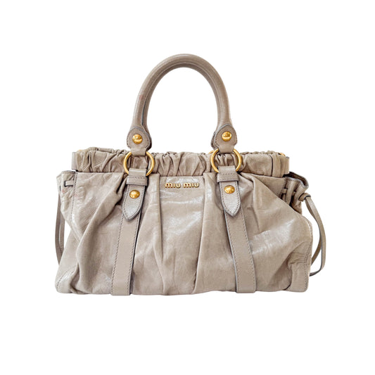 Vitello Bauletto Grey Leather Shoulder Bag
