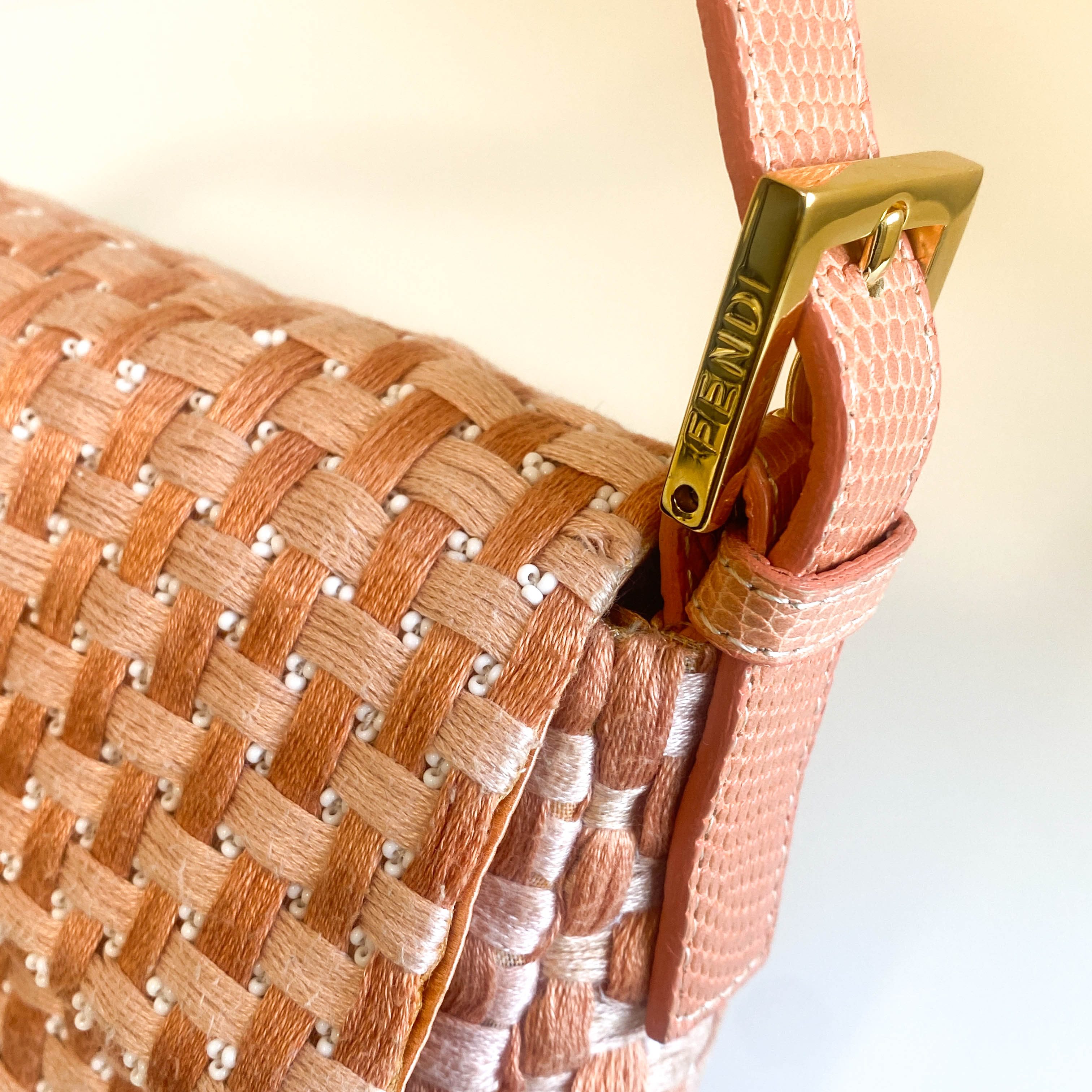 Baguette Orange Beaded Shoulder Bag