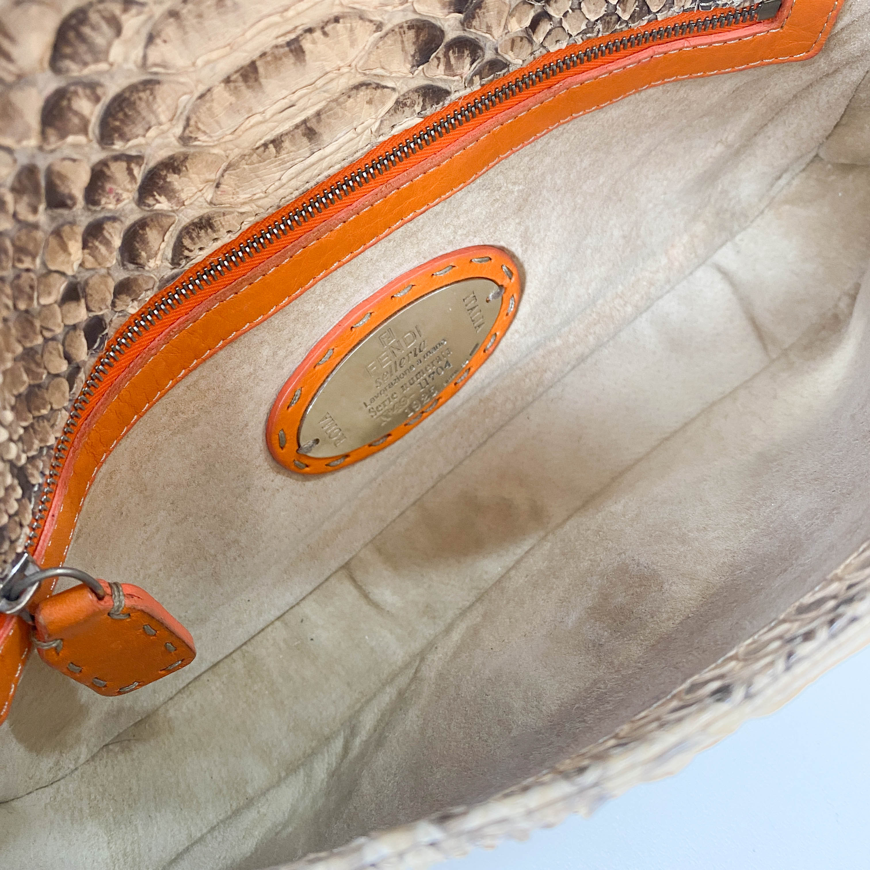 Selleria Baguette Grey Python Embossed Leather Shoulder Bag