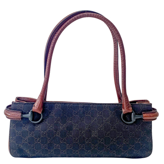 Navy GG Canvas Shoulder Bag