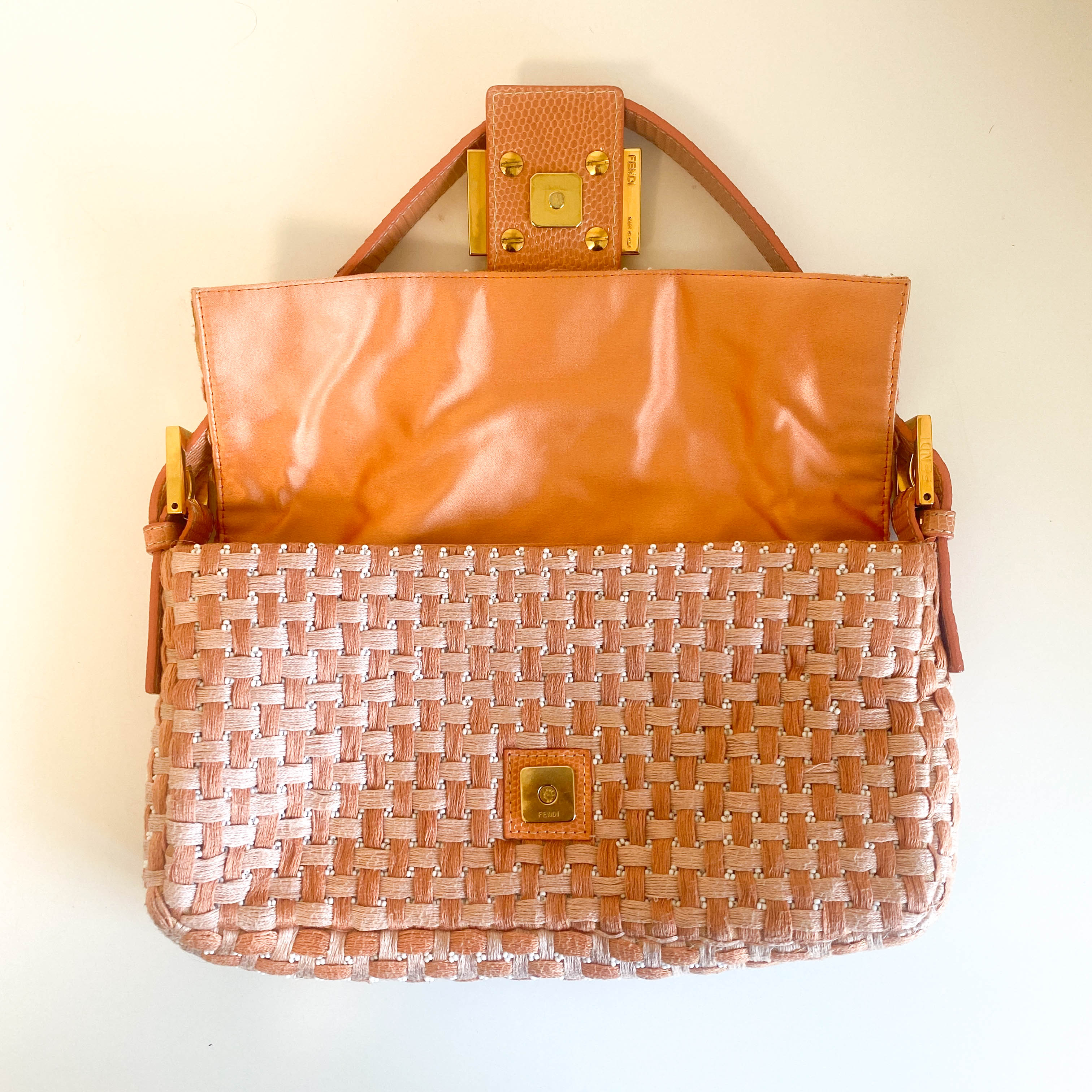 Baguette Orange Beaded Shoulder Bag