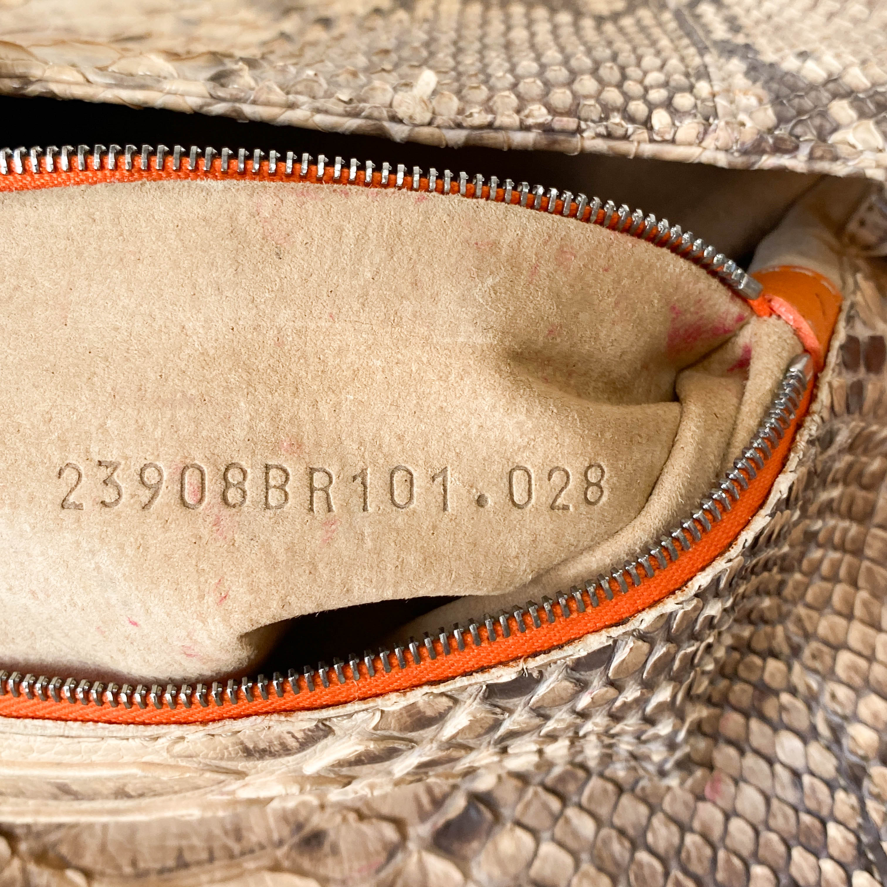 Selleria Baguette Grey Python Embossed Leather Shoulder Bag