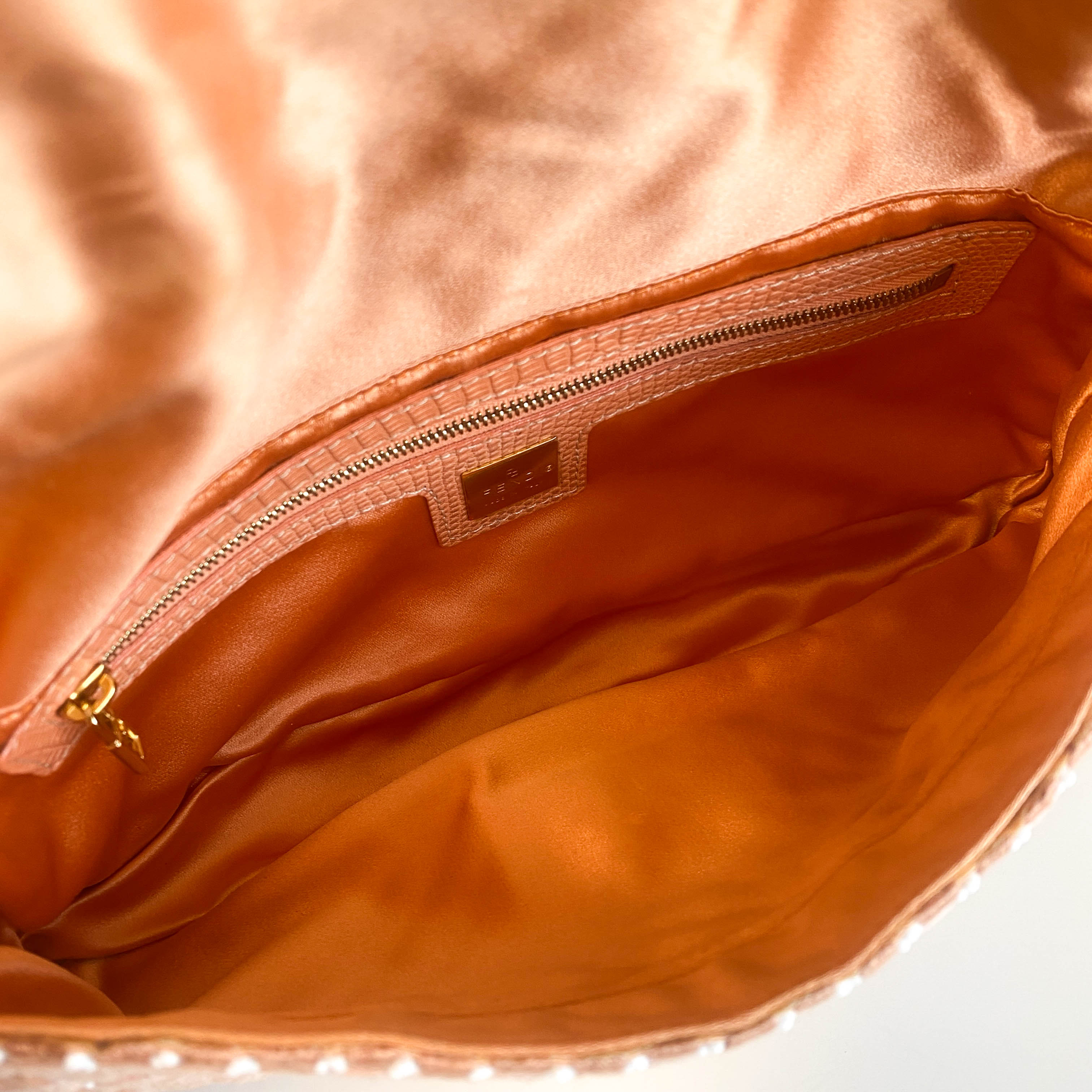 Baguette Orange Beaded Shoulder Bag