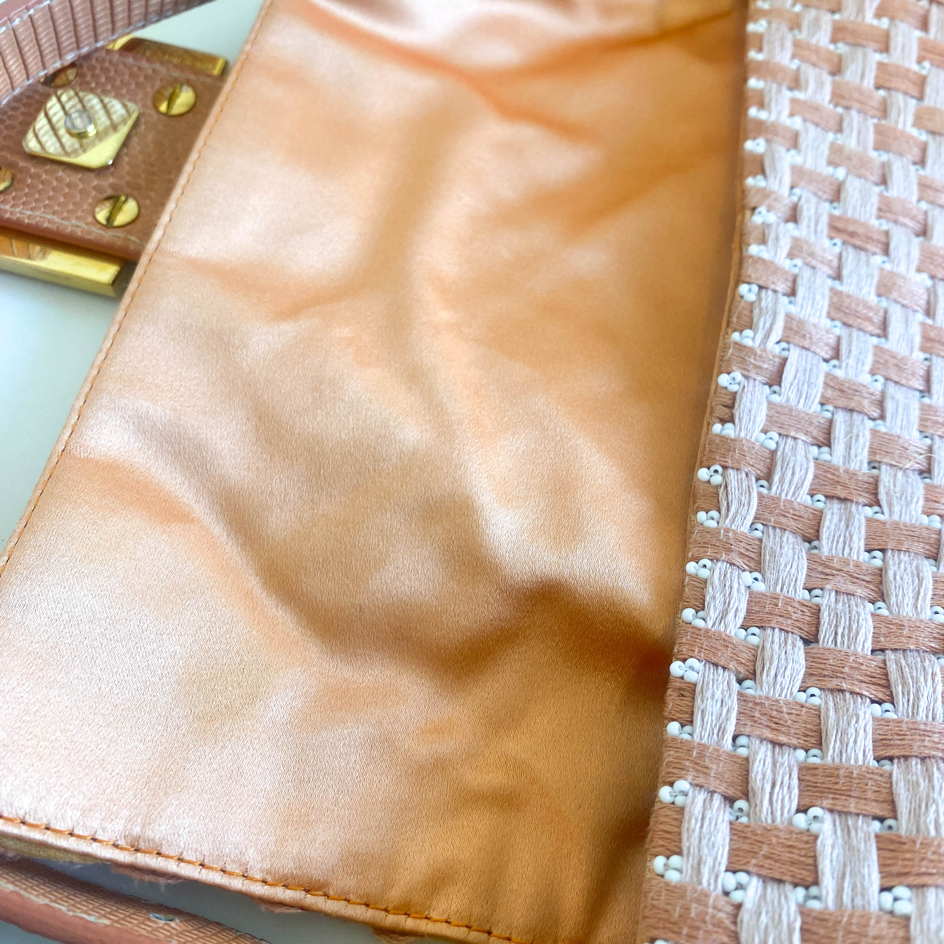 Baguette Orange Beaded Shoulder Bag