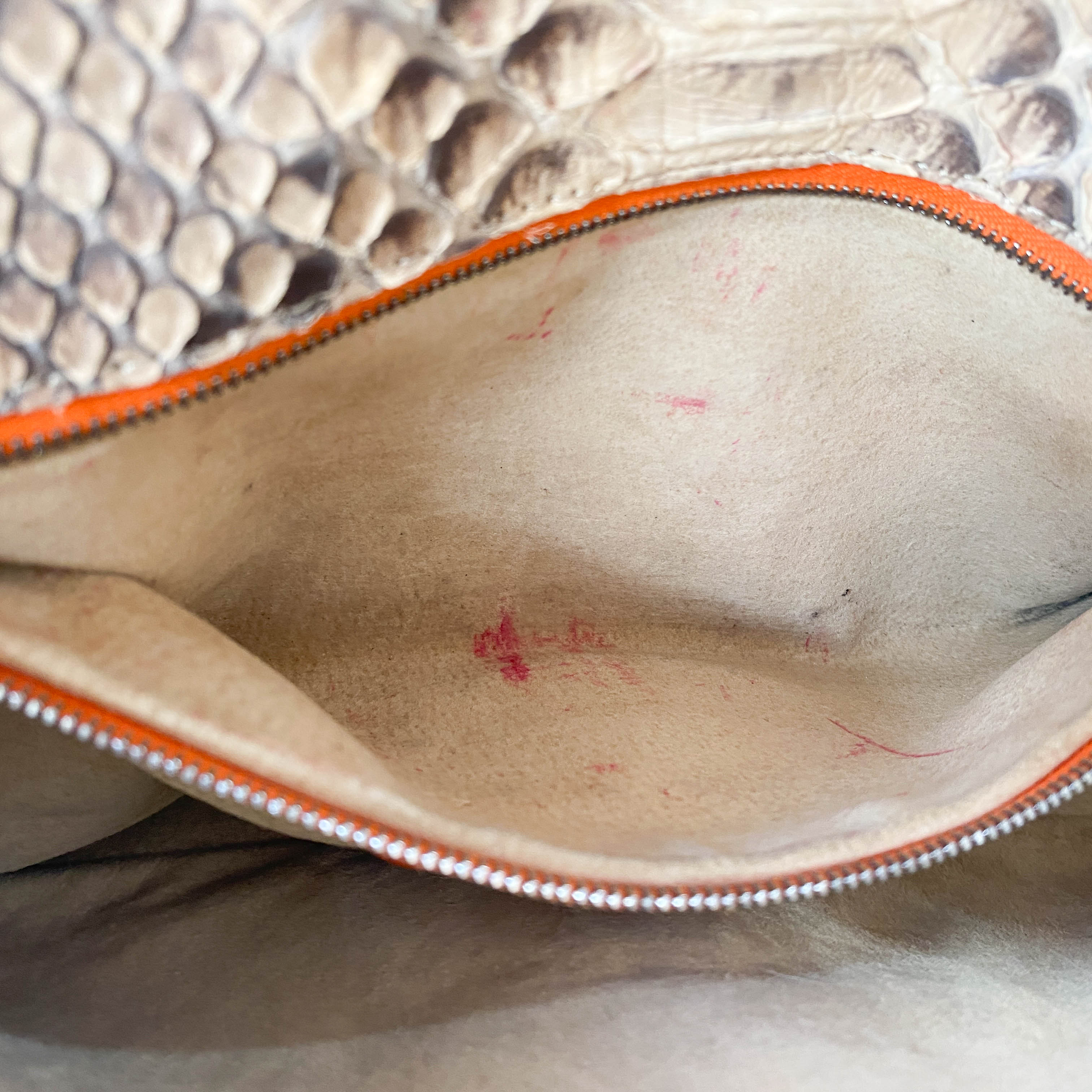 Selleria Baguette Grey Python Embossed Leather Shoulder Bag