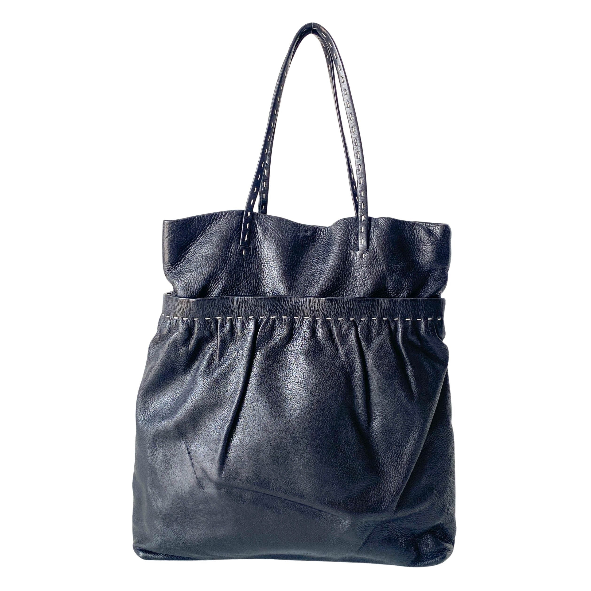 Vintage Archive Black Leather Tote Bag