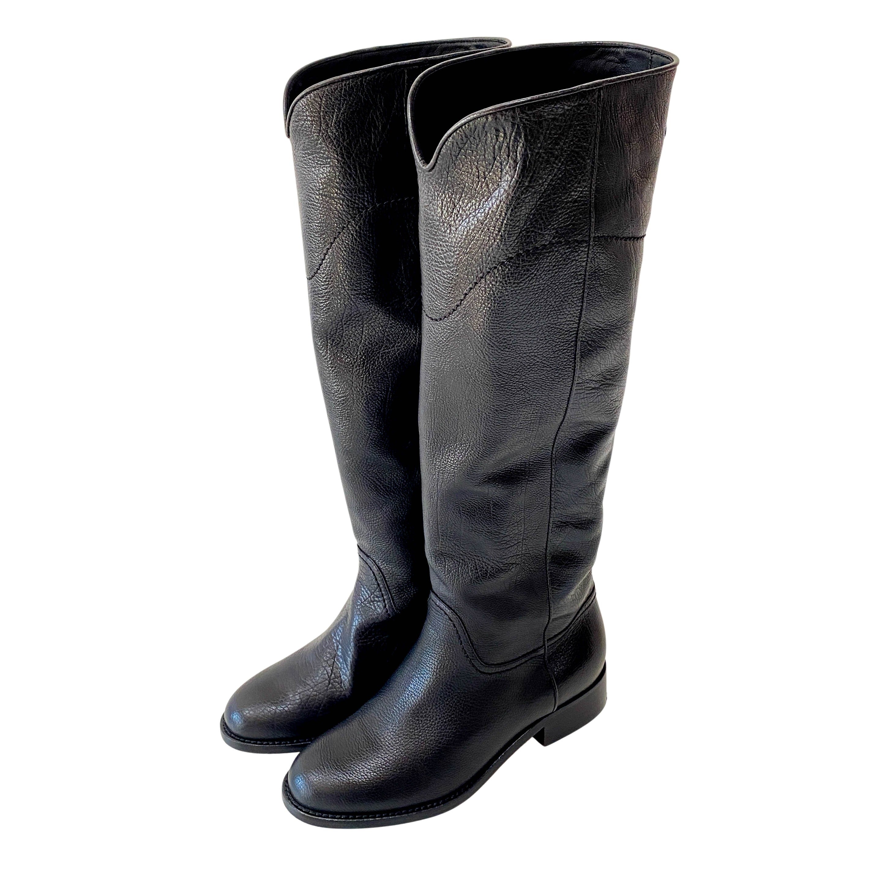 Black Leather High Boots