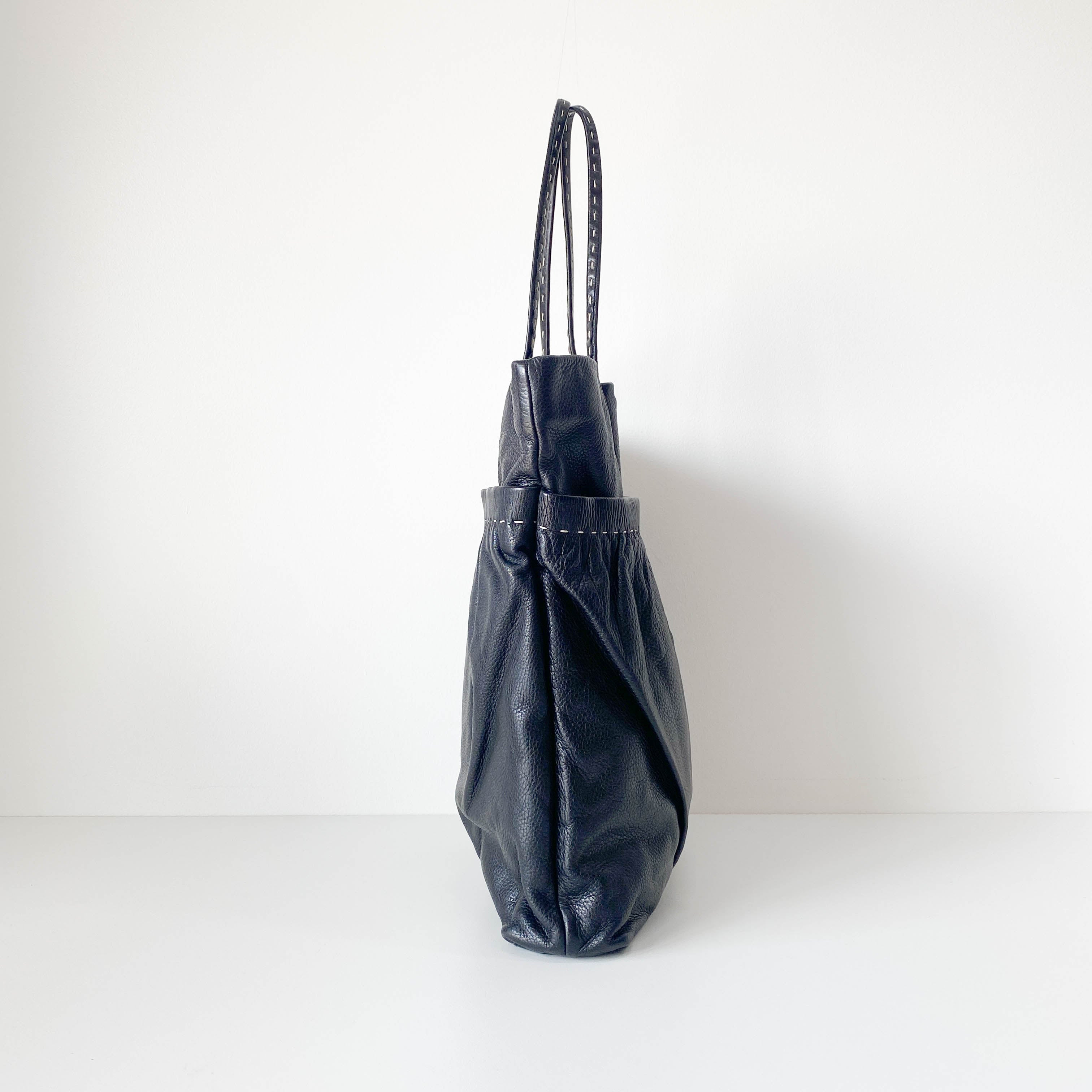 Vintage Archive Black Leather Tote Bag