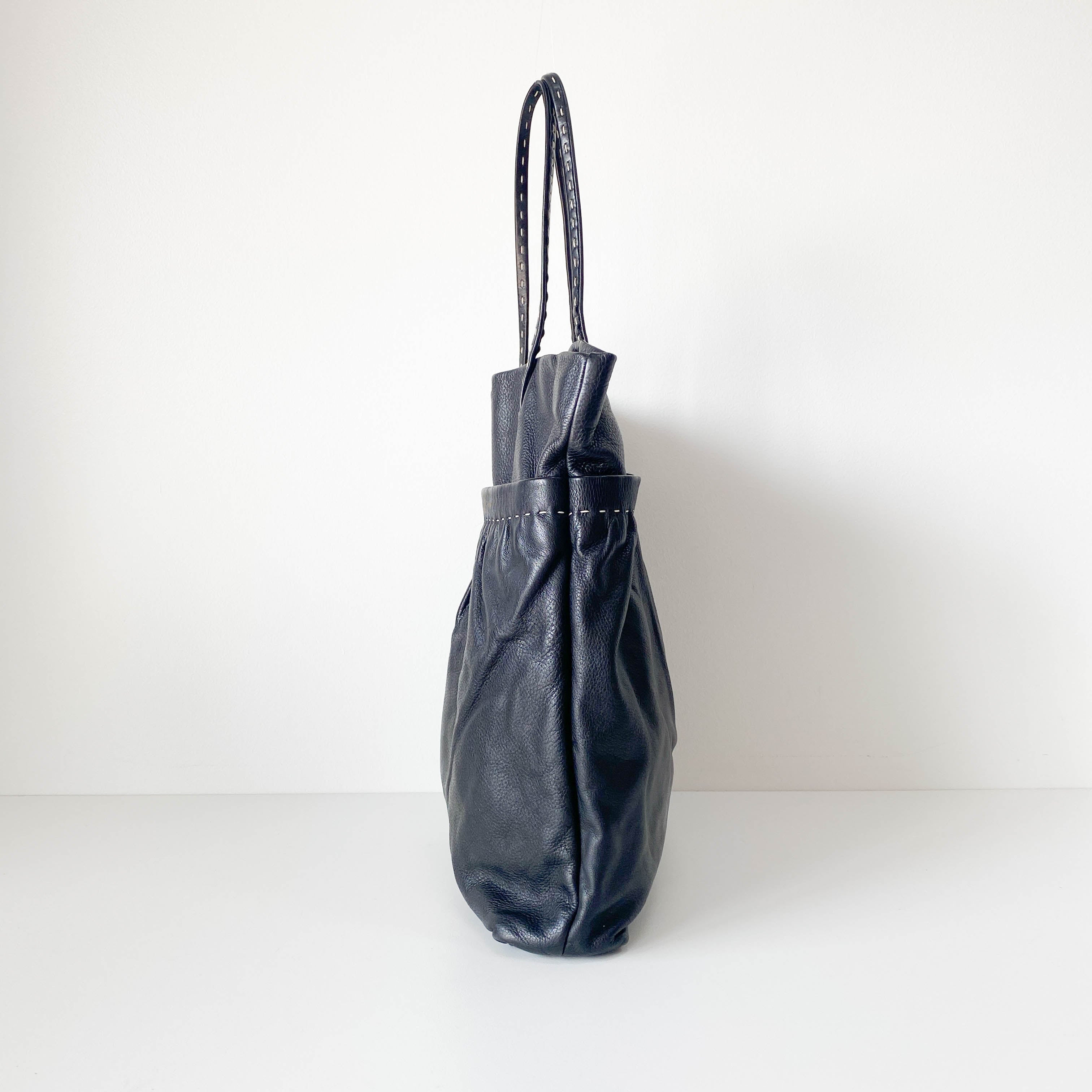 Vintage Archive Black Leather Tote Bag