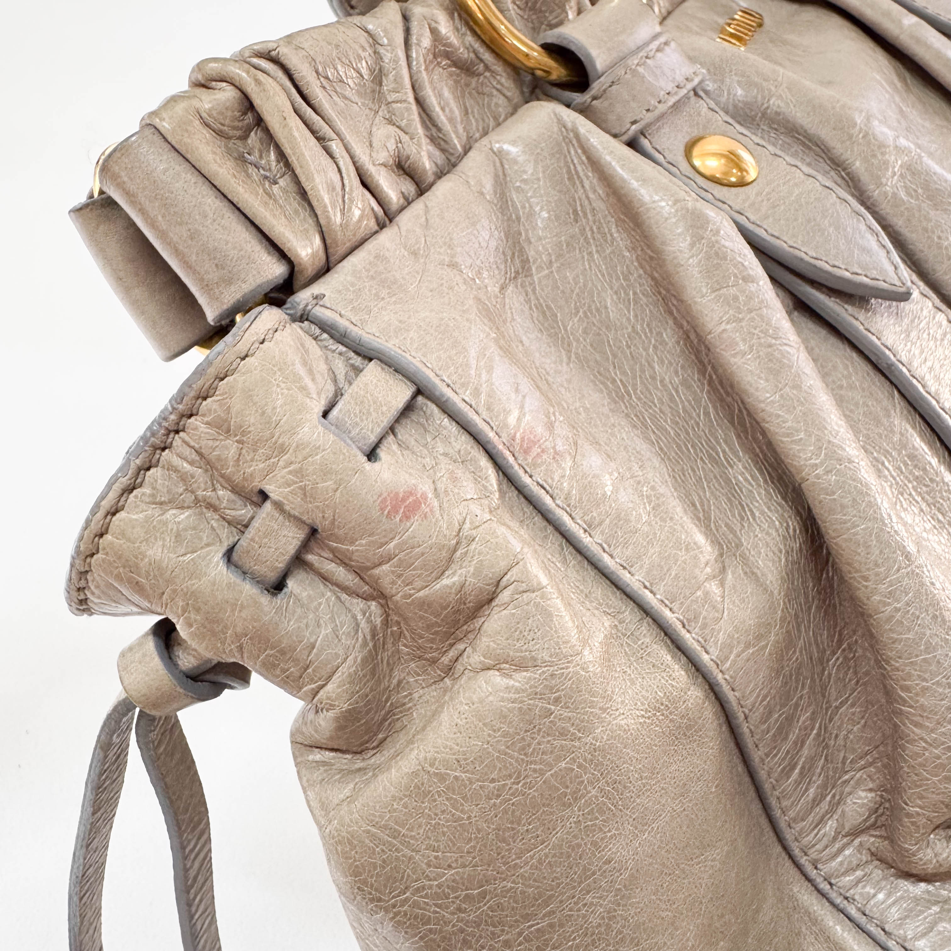 Vitello Bauletto Grey Leather Shoulder Bag