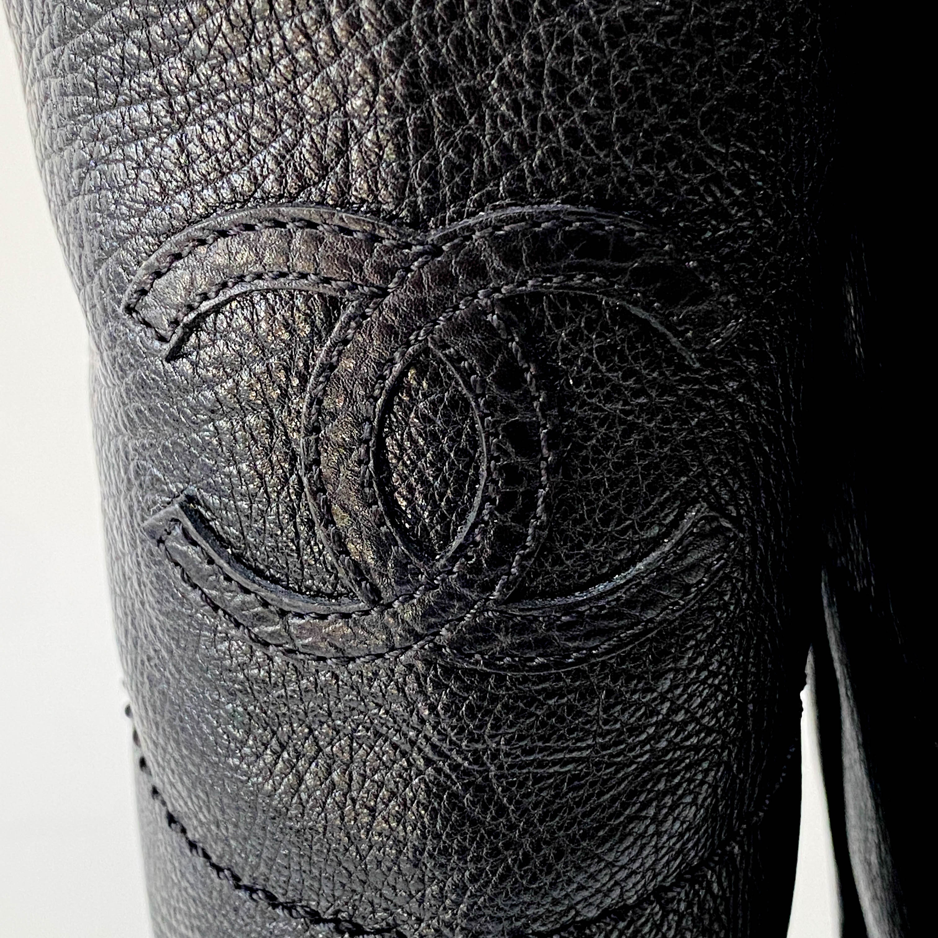 Black Leather High Boots