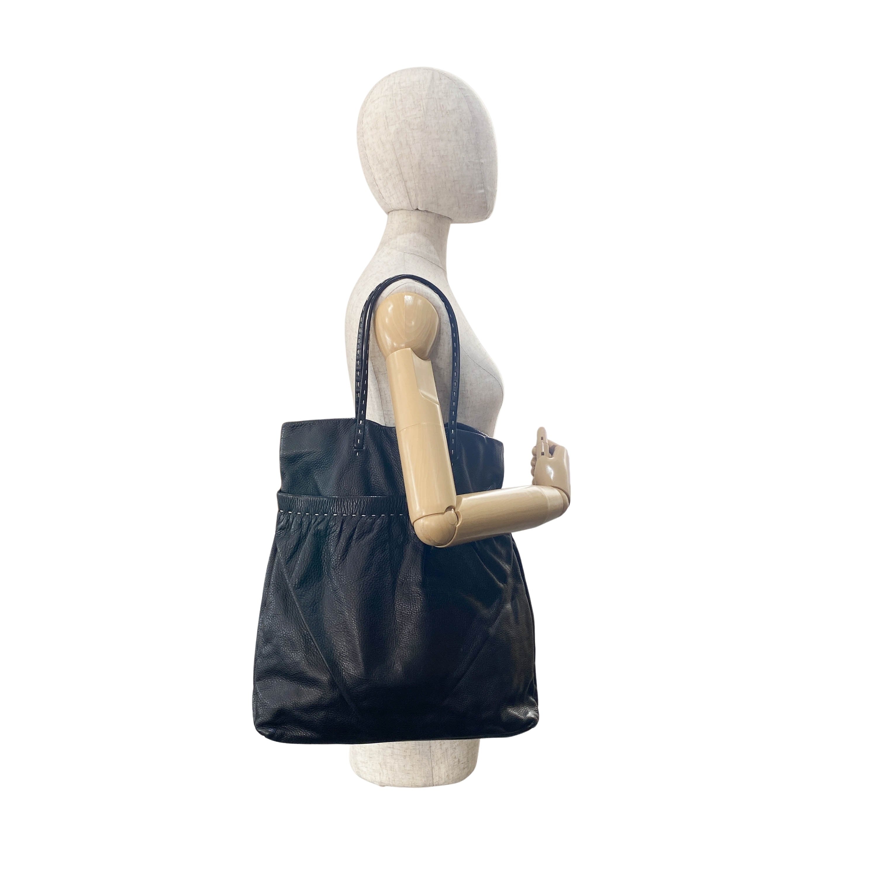 Vintage Archive Black Leather Tote Bag