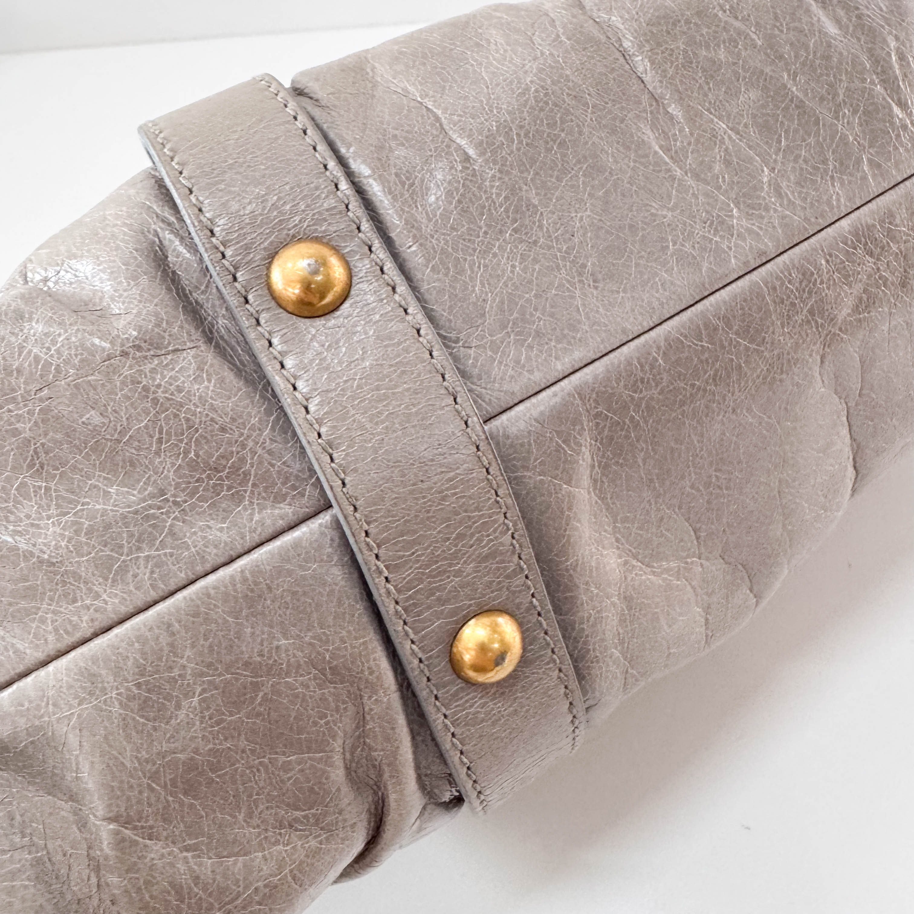 Vitello Bauletto Grey Leather Shoulder Bag