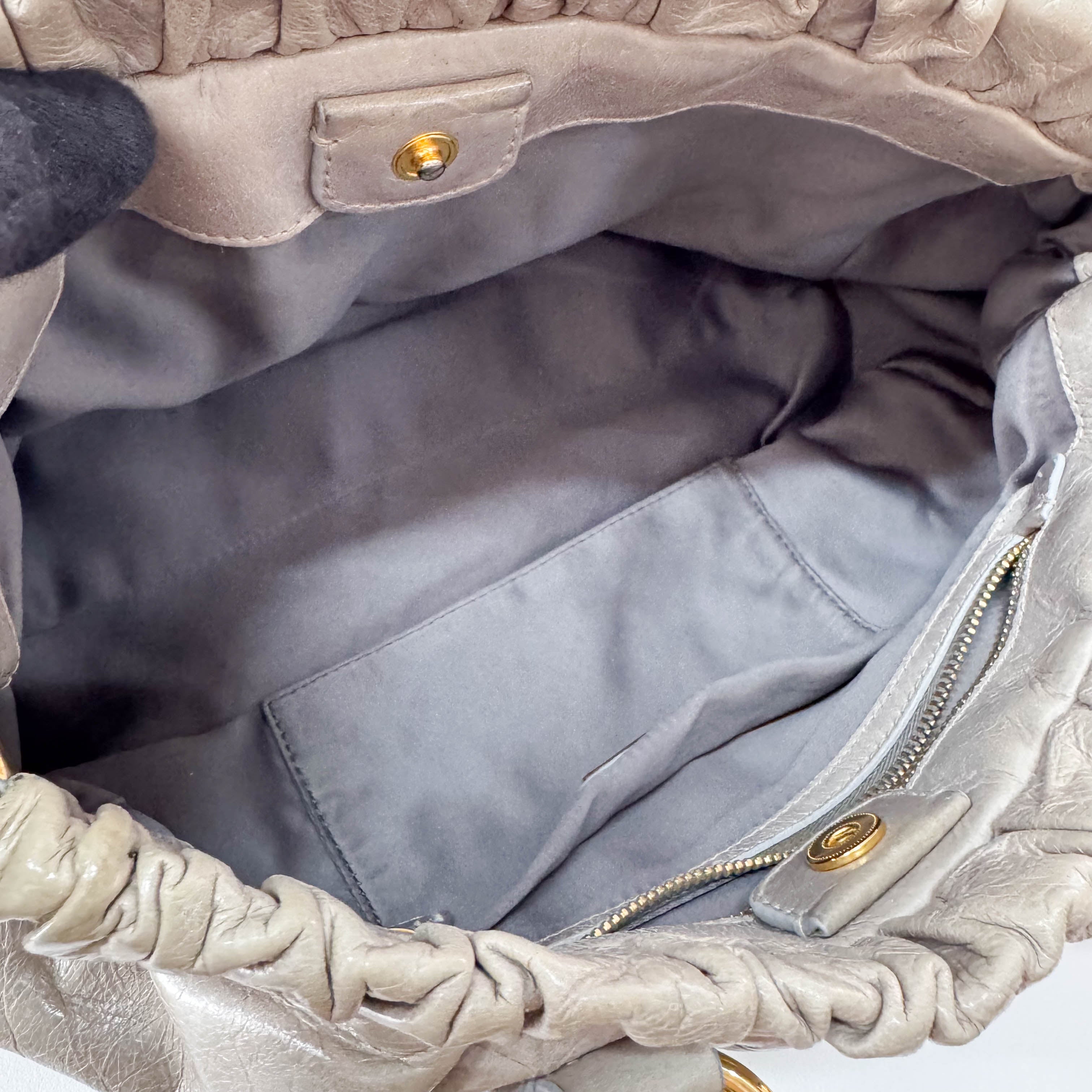 Vitello Bauletto Grey Leather Shoulder Bag