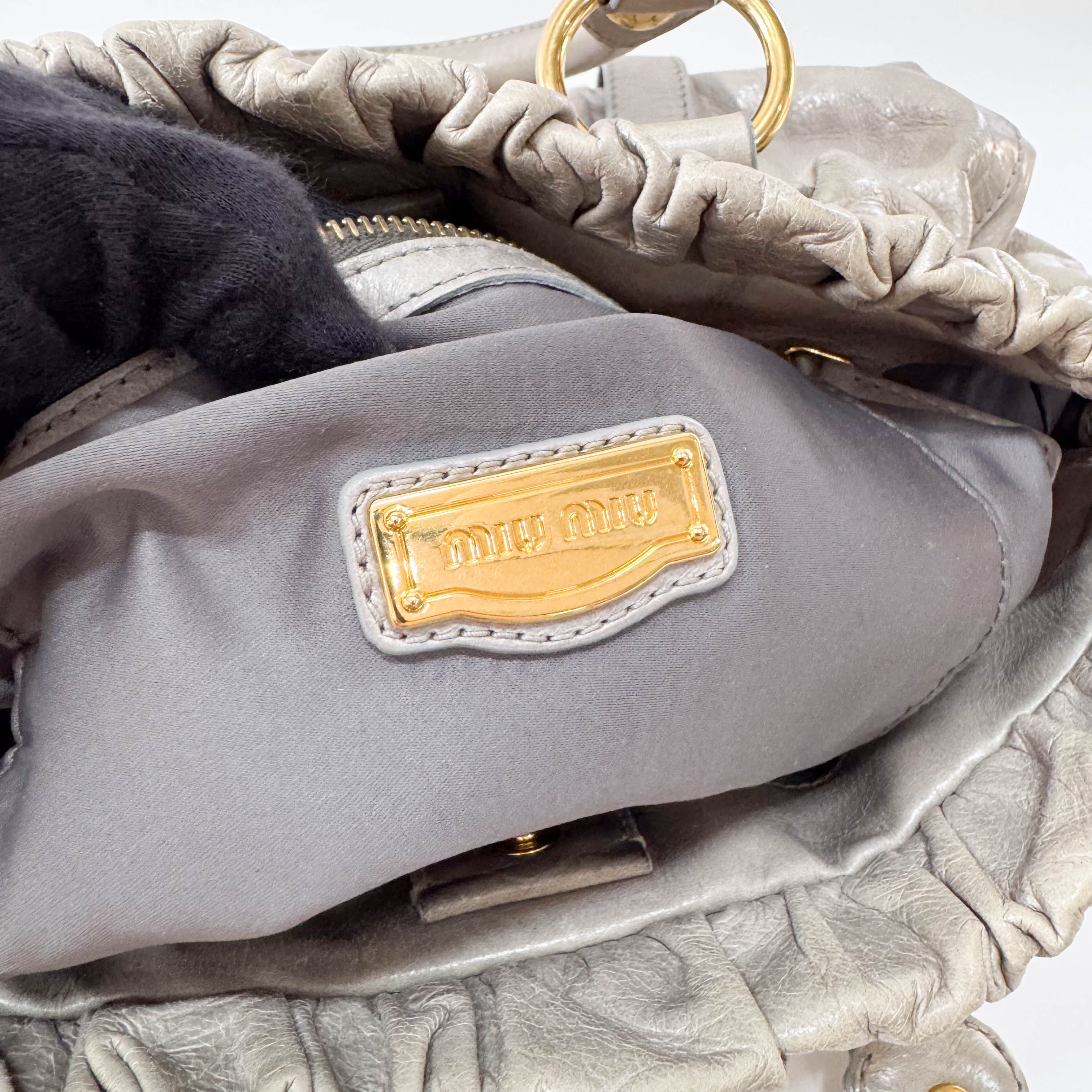 Vitello Bauletto Grey Leather Shoulder Bag