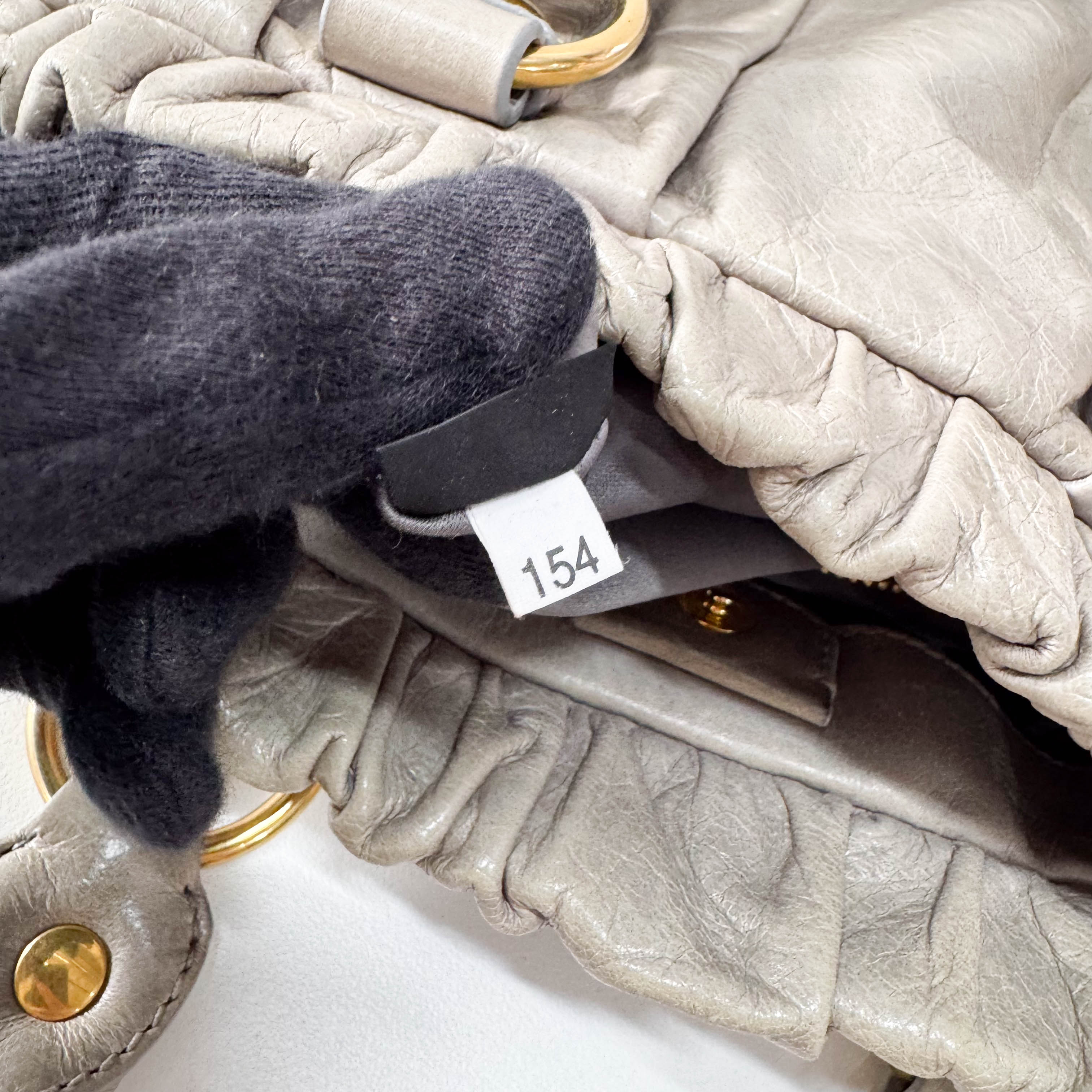 Vitello Bauletto Grey Leather Shoulder Bag