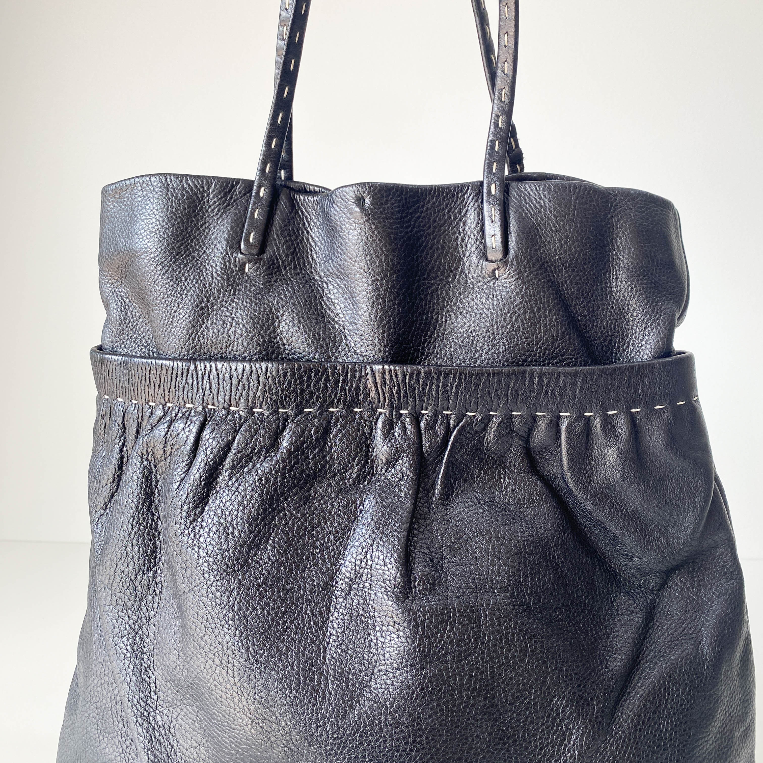 Vintage Archive Black Leather Tote Bag