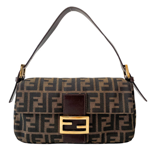 Zucca Brown Coated Canvas Shoulder Bag
