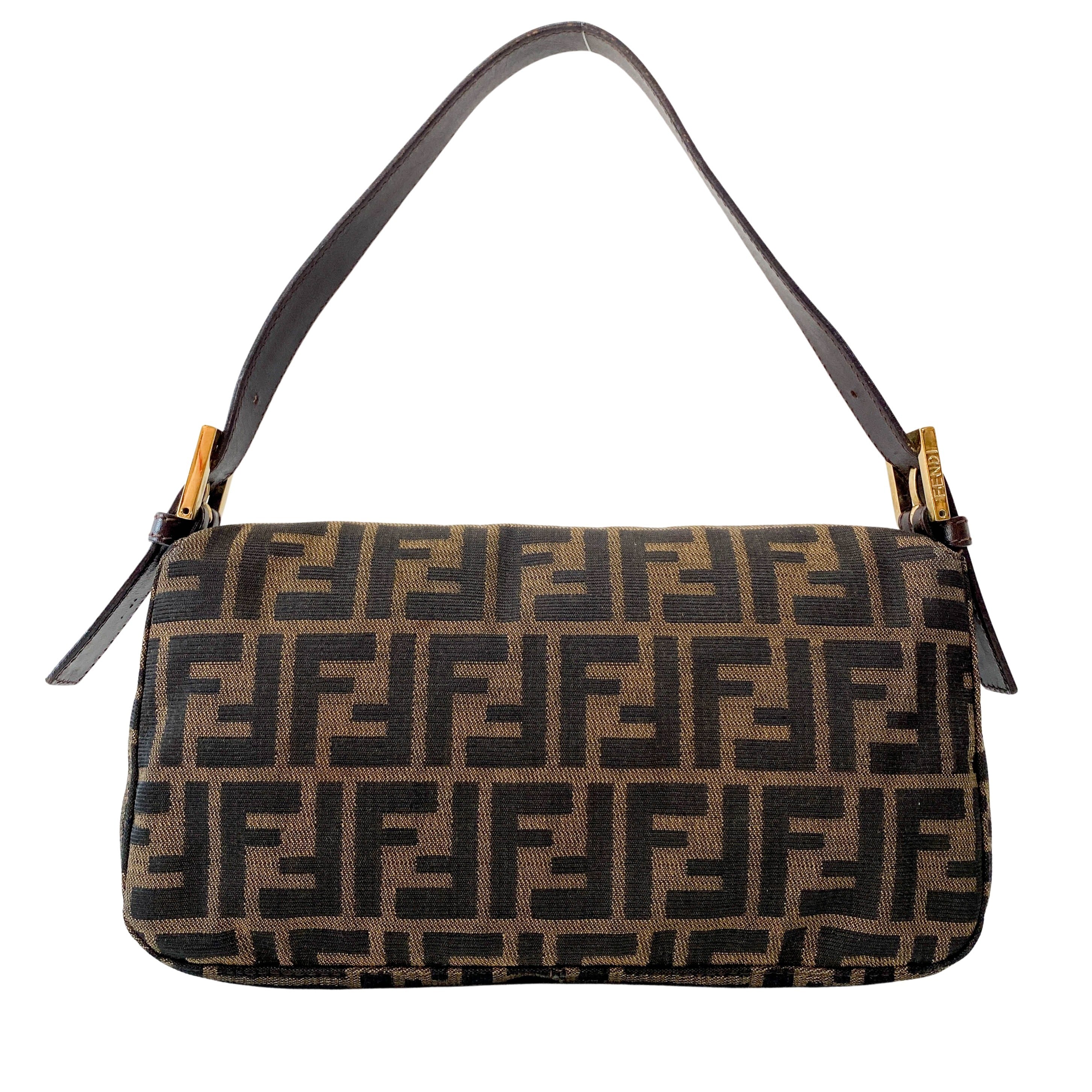 Zucca Brown Cotton Canvas Shoulder Bag