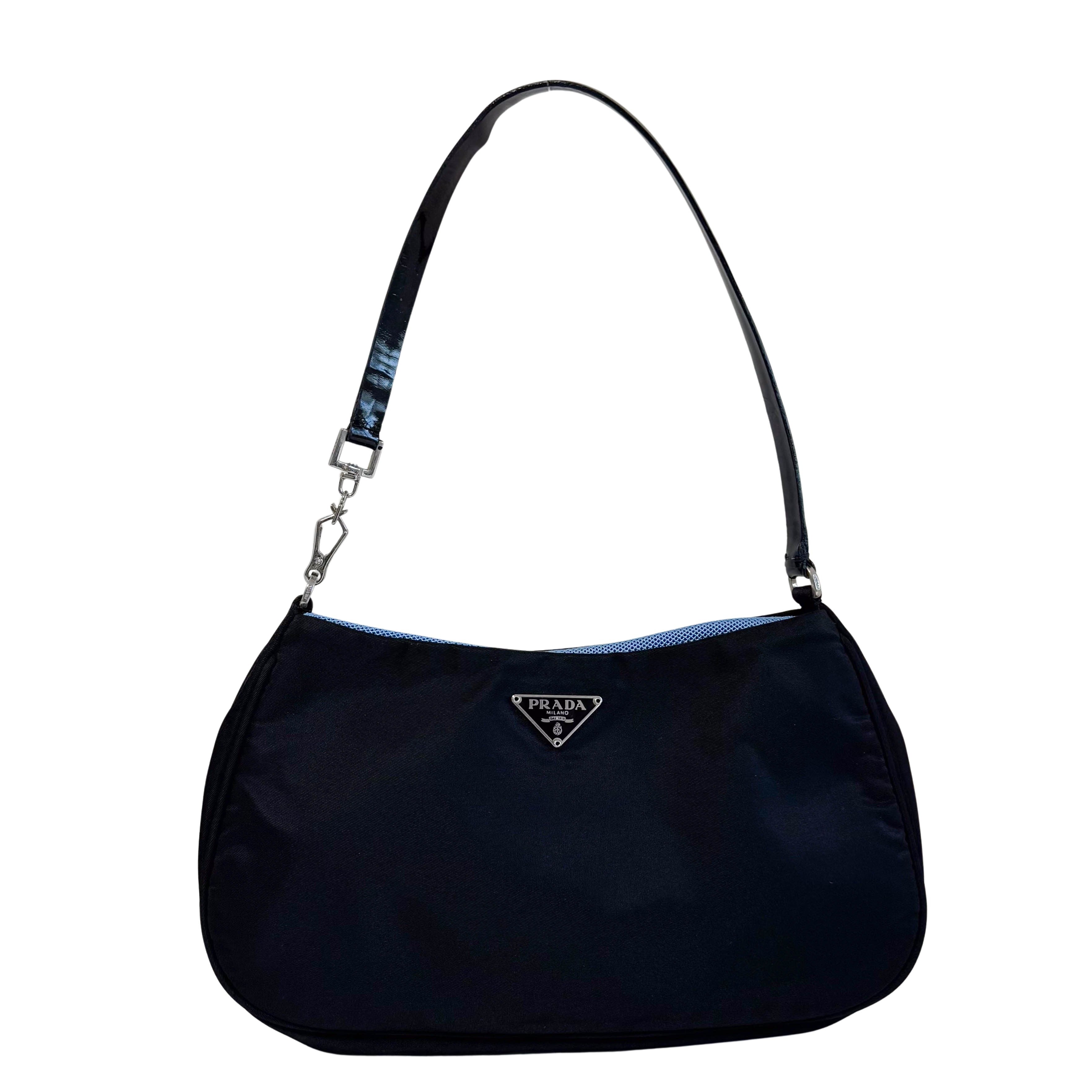 PRADA Canapa Hand Shoulder Bag Velour Nero 1BA038 Black