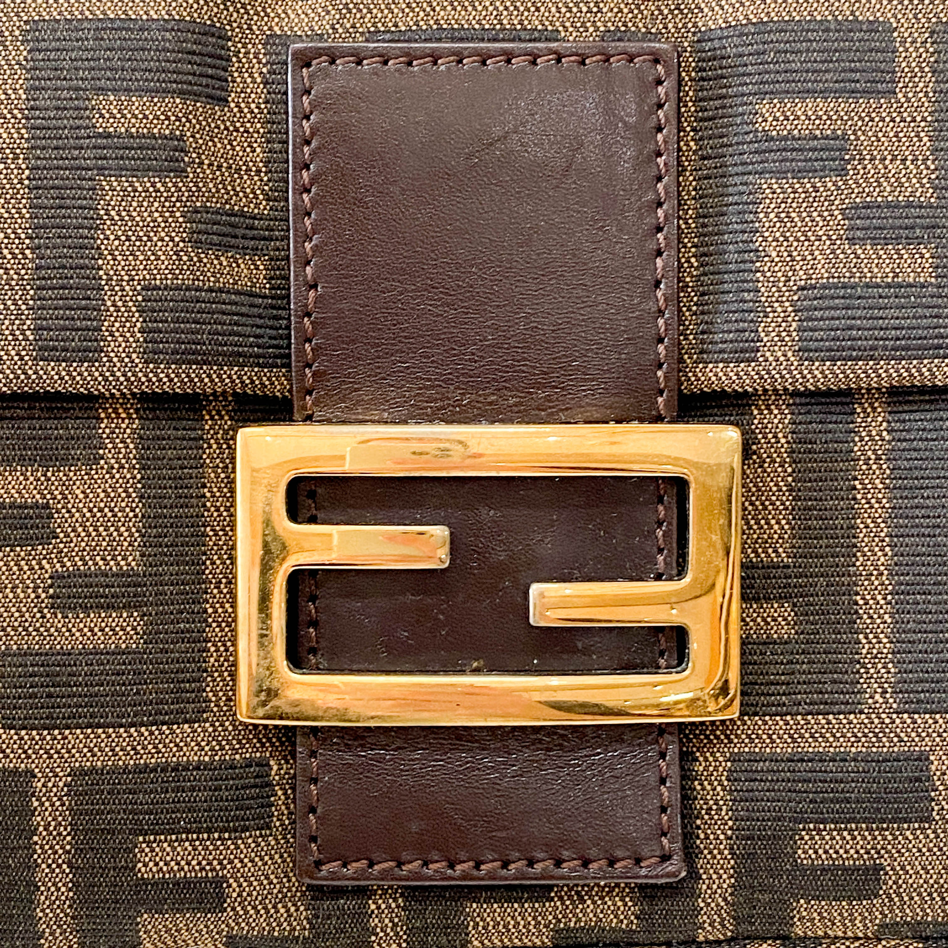 Zucca Brown Cotton Canvas Shoulder Bag