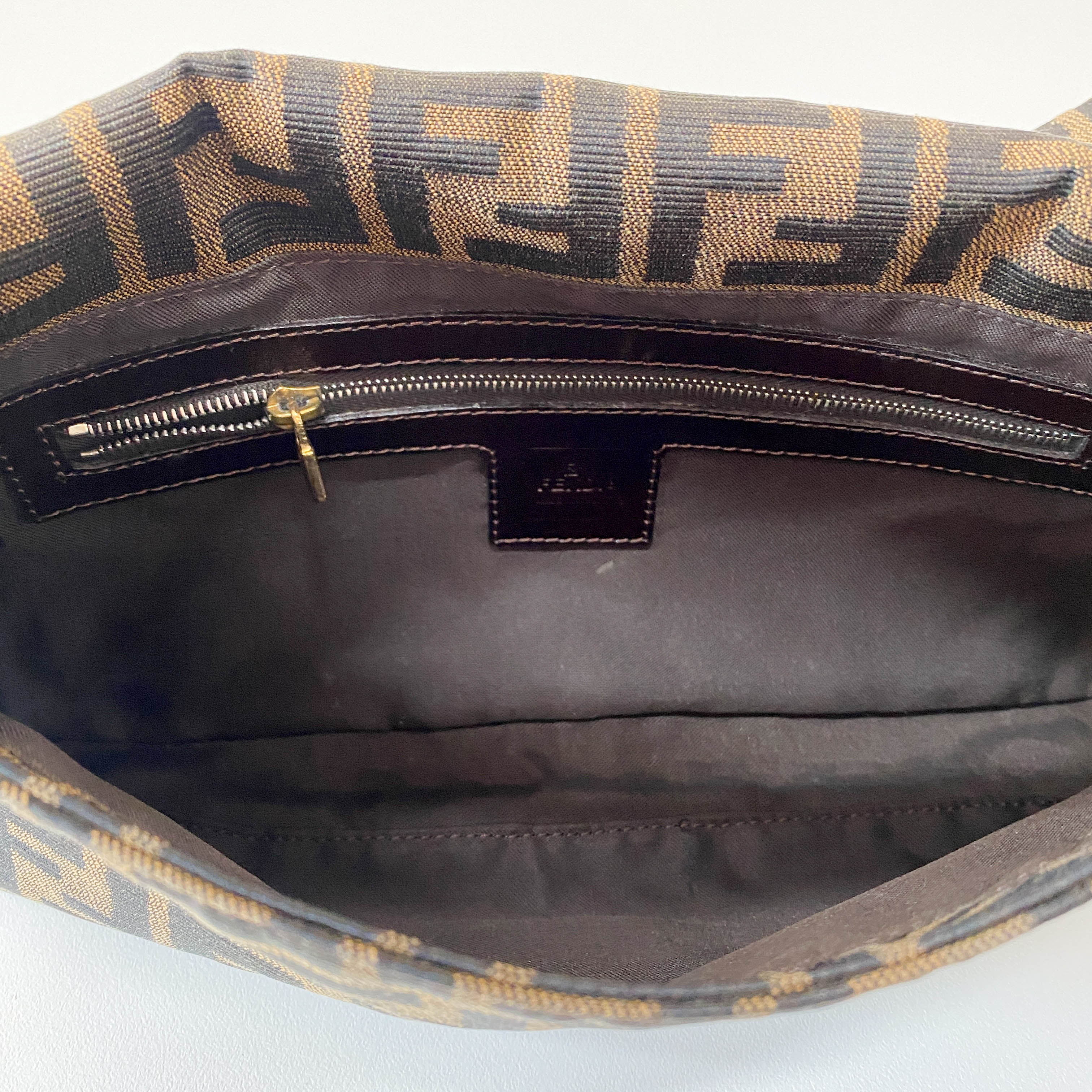 Zucca Brown Cotton Canvas Shoulder Bag