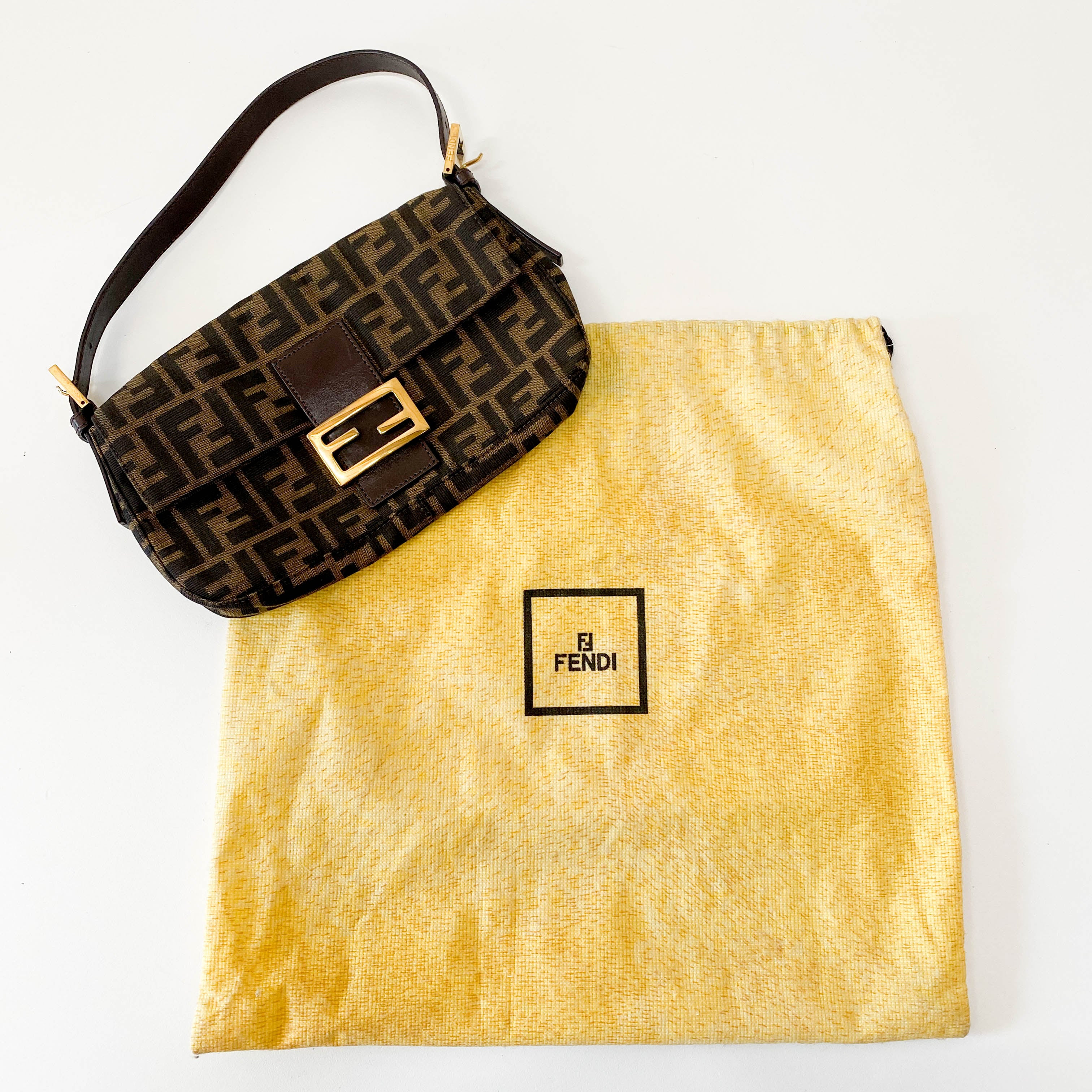 Zucca Brown Cotton Canvas Shoulder Bag