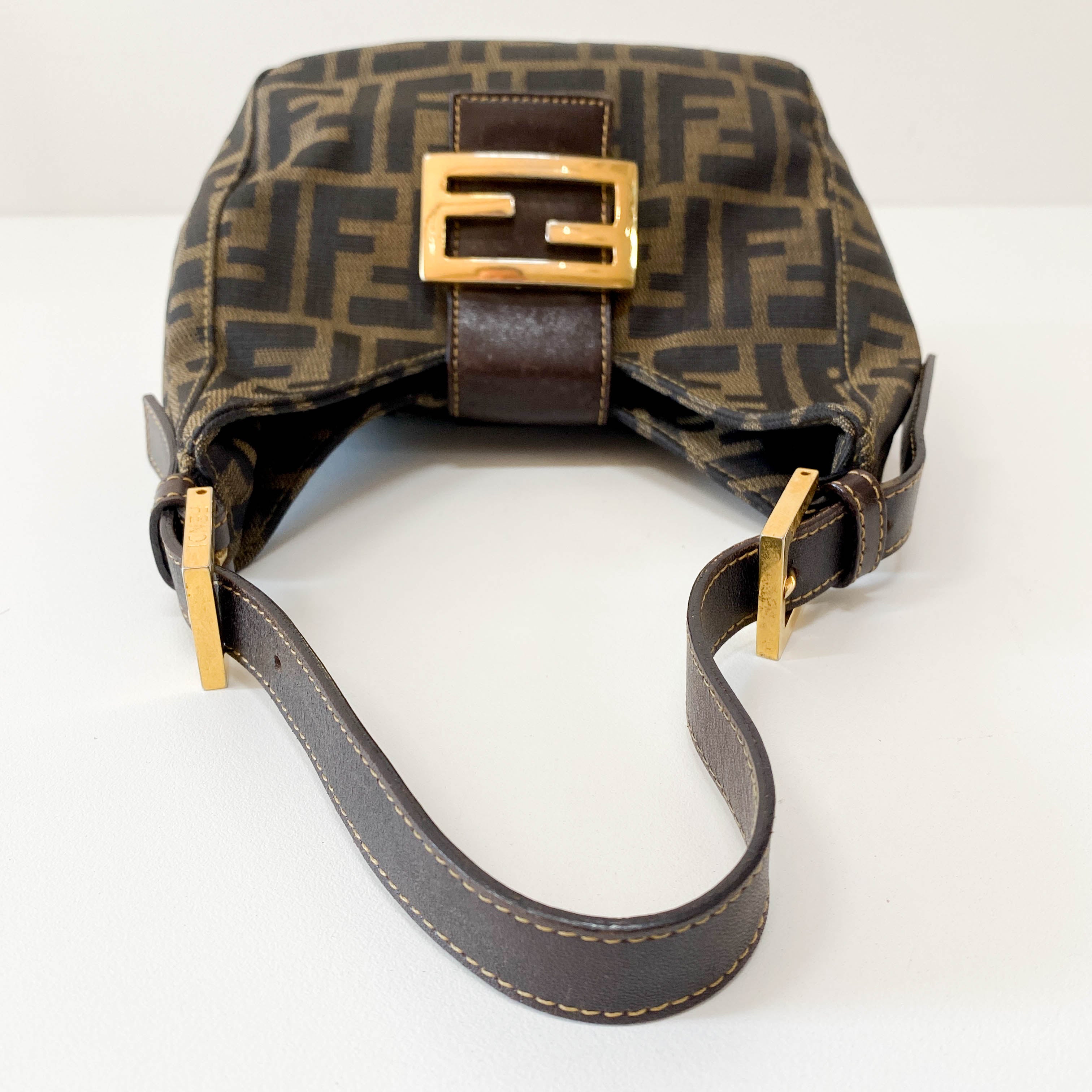Croissant Zucca Brown Coated Canvas Shoulder Bag