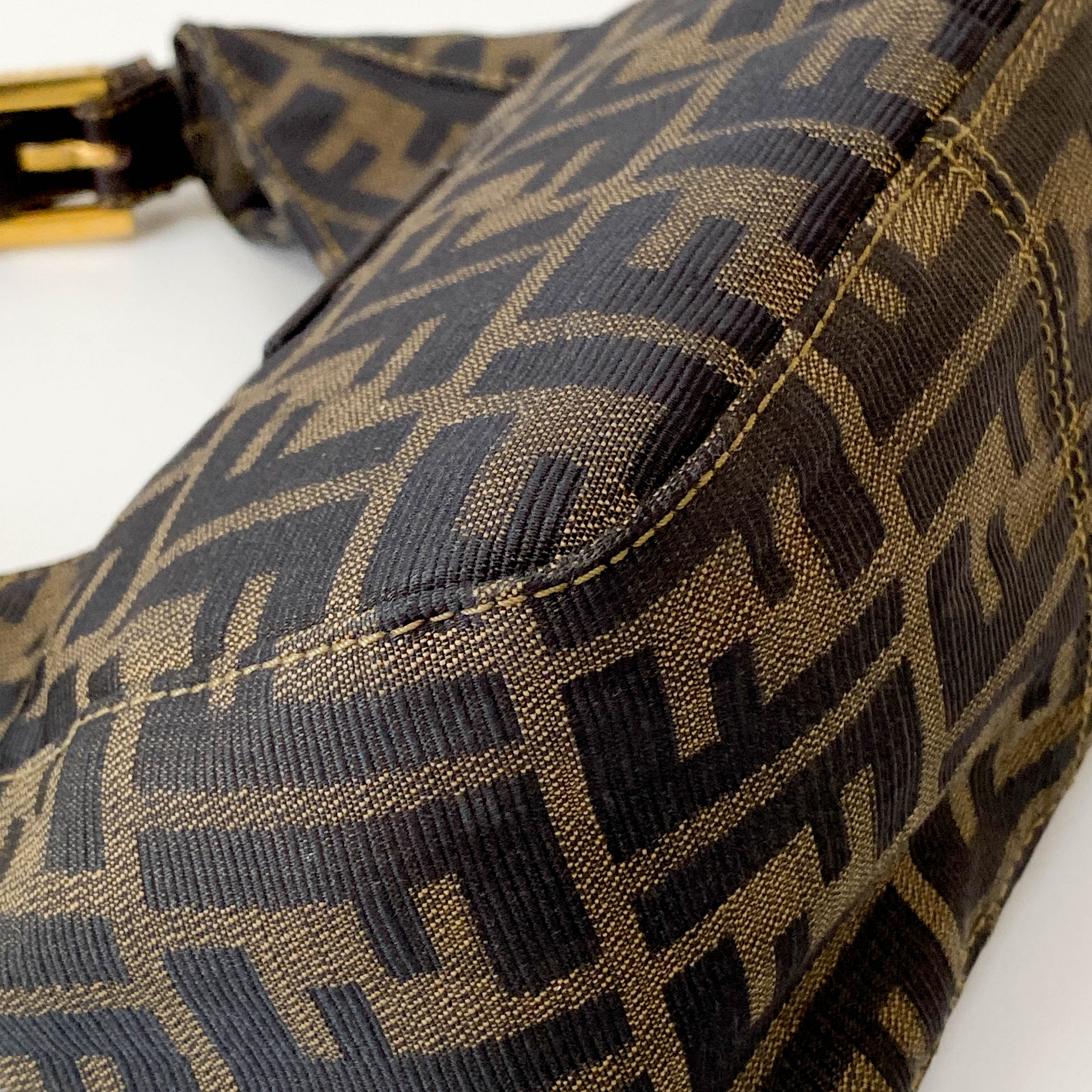 Croissant Zucca Brown Coated Canvas Shoulder Bag