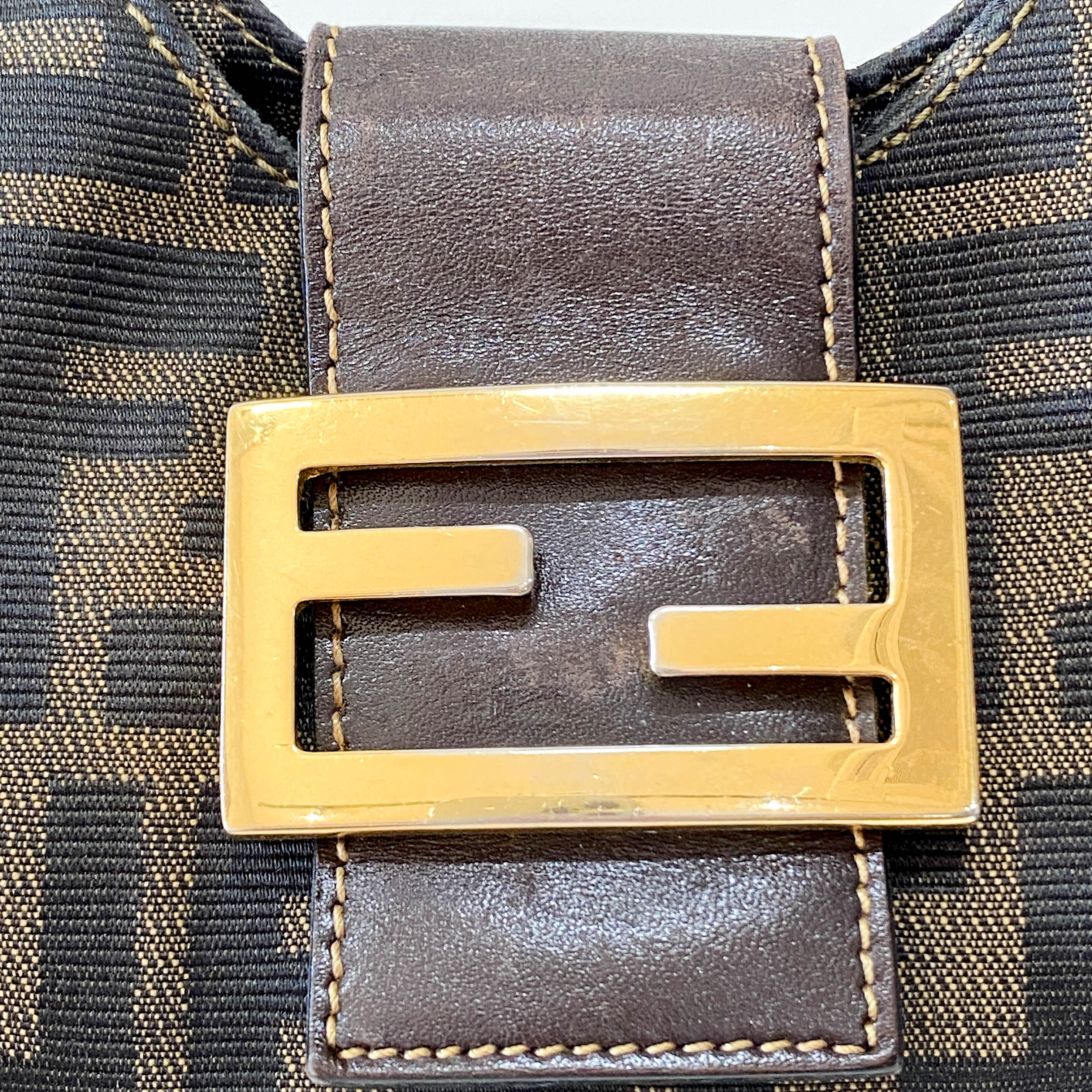 Croissant Zucca Brown Coated Canvas Shoulder Bag