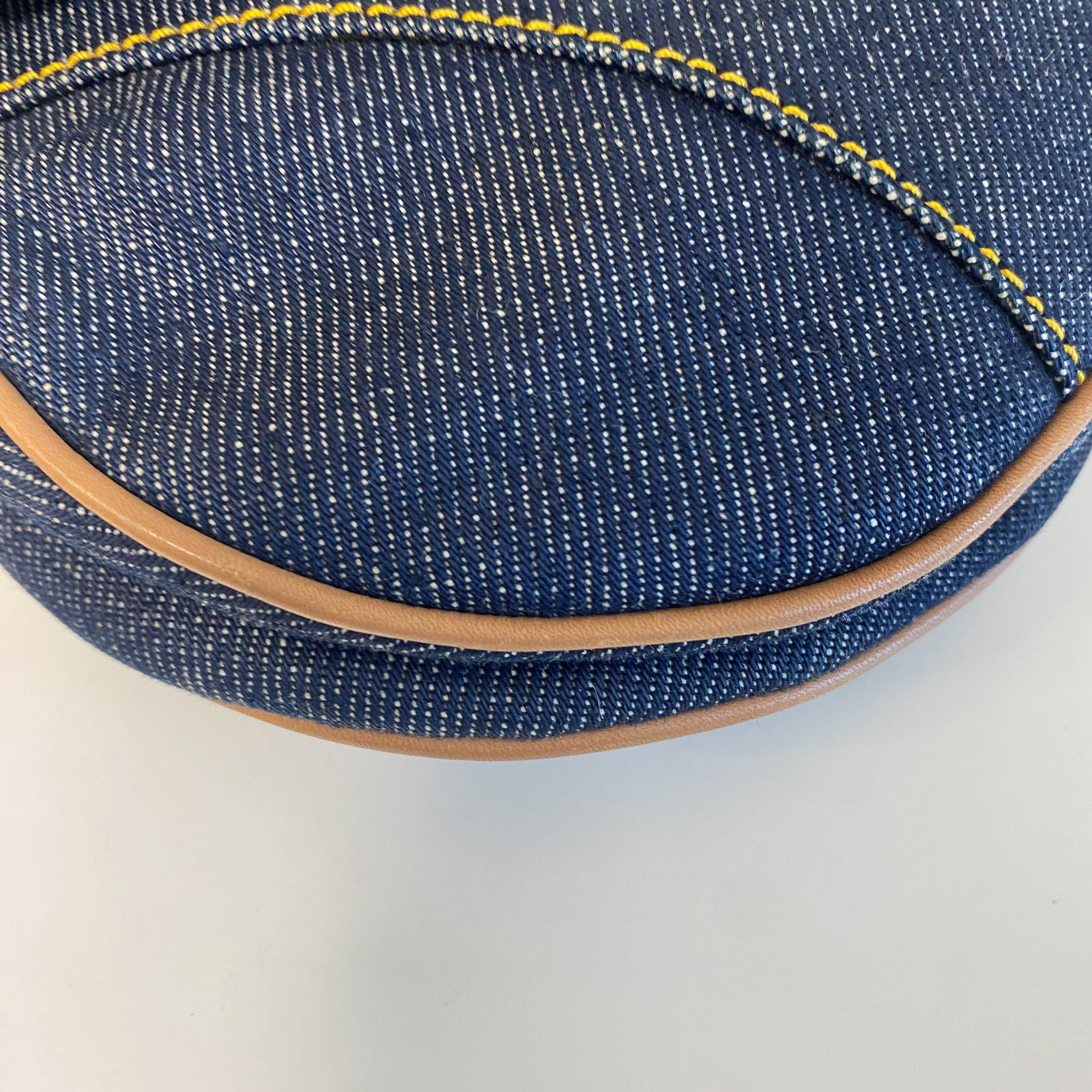 Saddle Denim Shoulder Bag with Gold Hardware