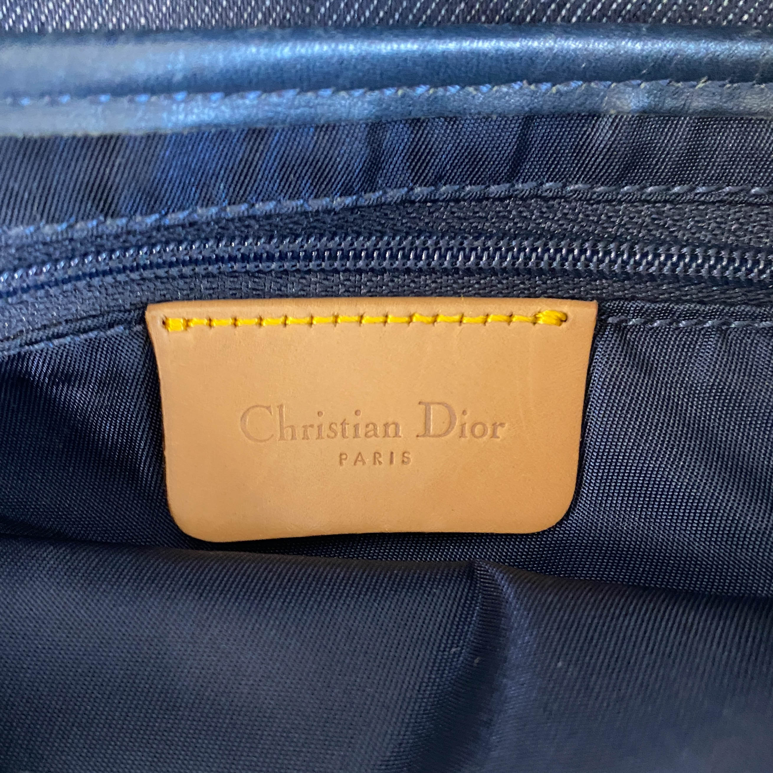 Saddle Denim Shoulder Bag with Gold Hardware