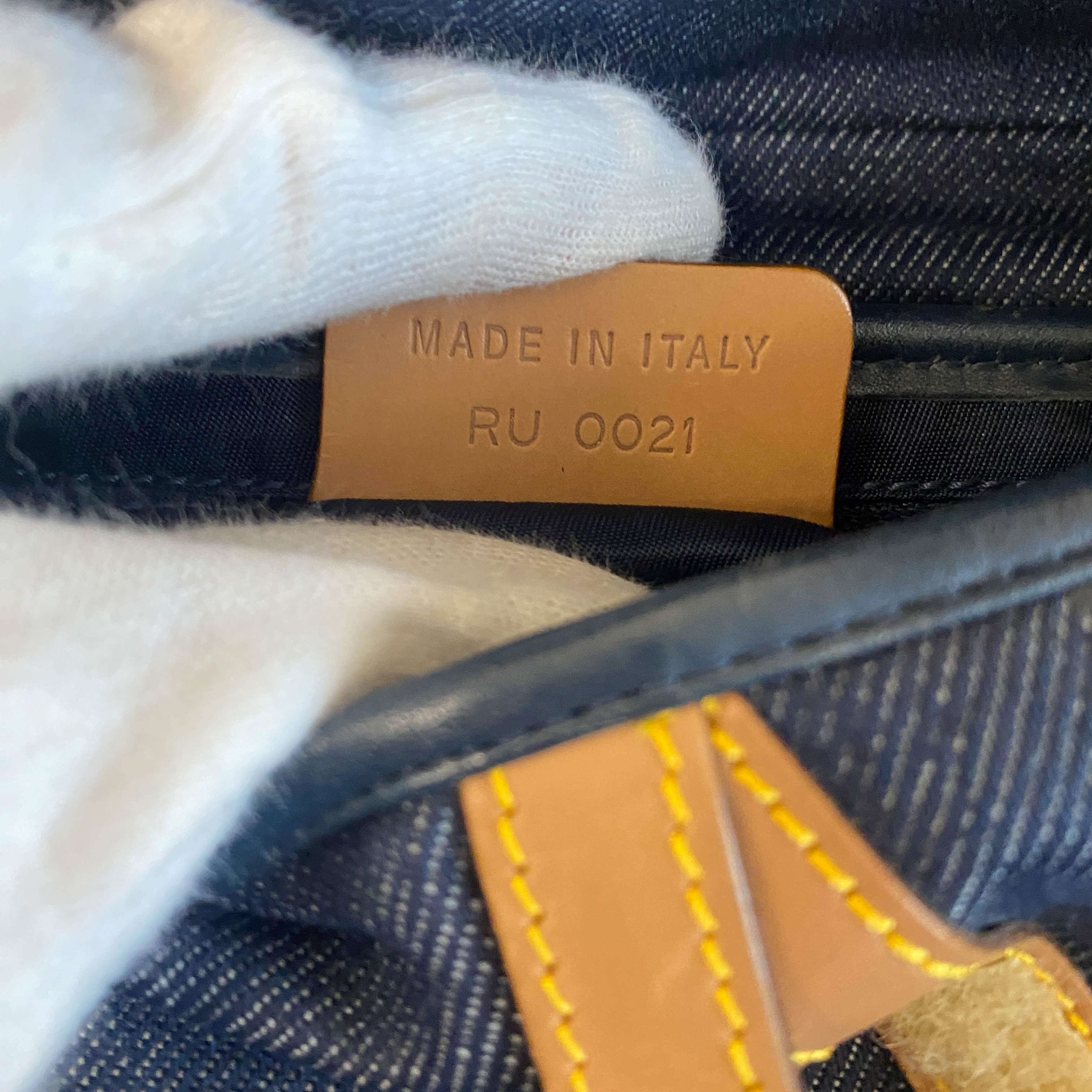 Saddle Denim Shoulder Bag with Gold Hardware