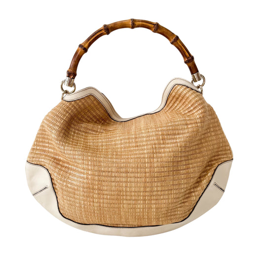 Bamboo Peggy Raffia Hobo Bag