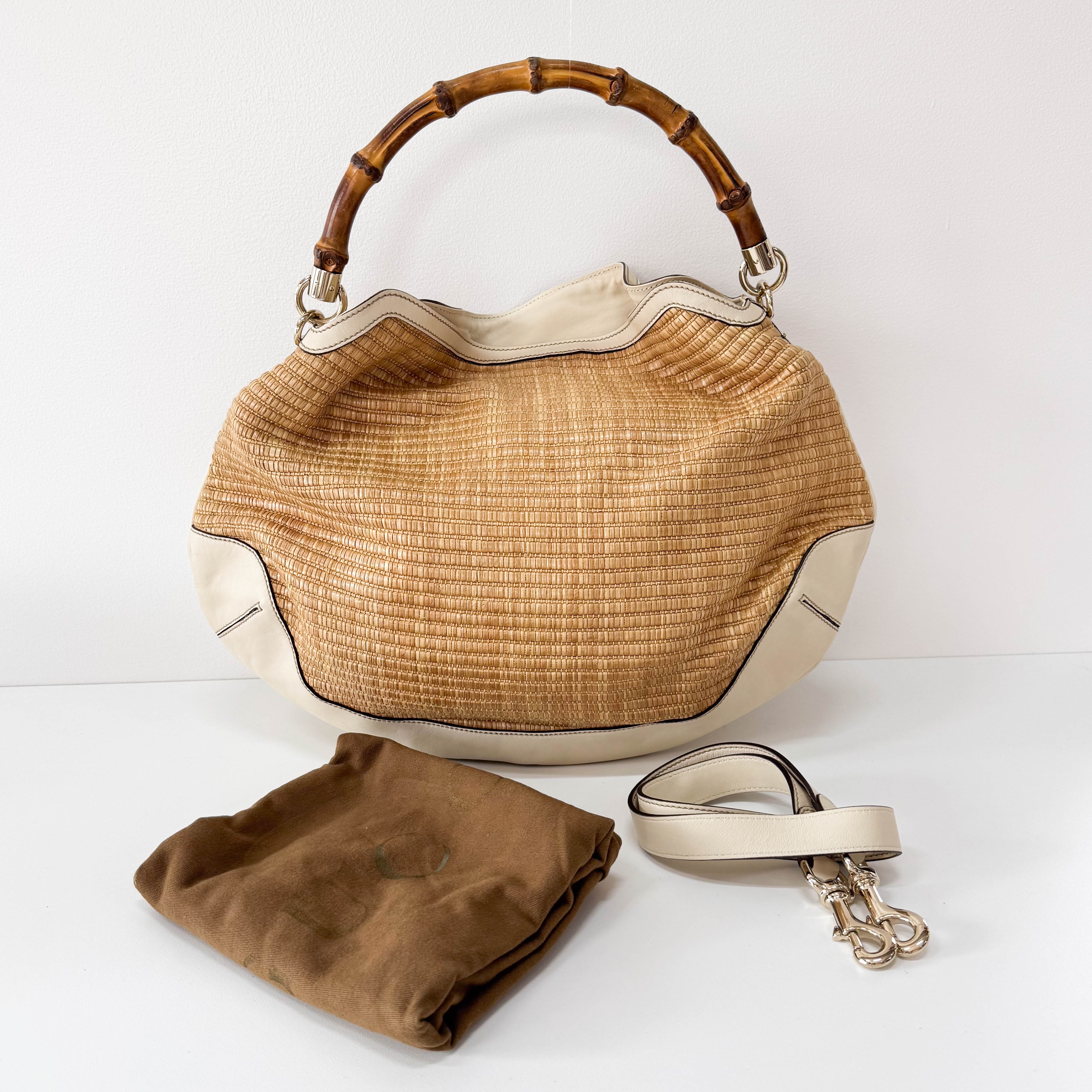 Bamboo Peggy Raffia Hobo Bag