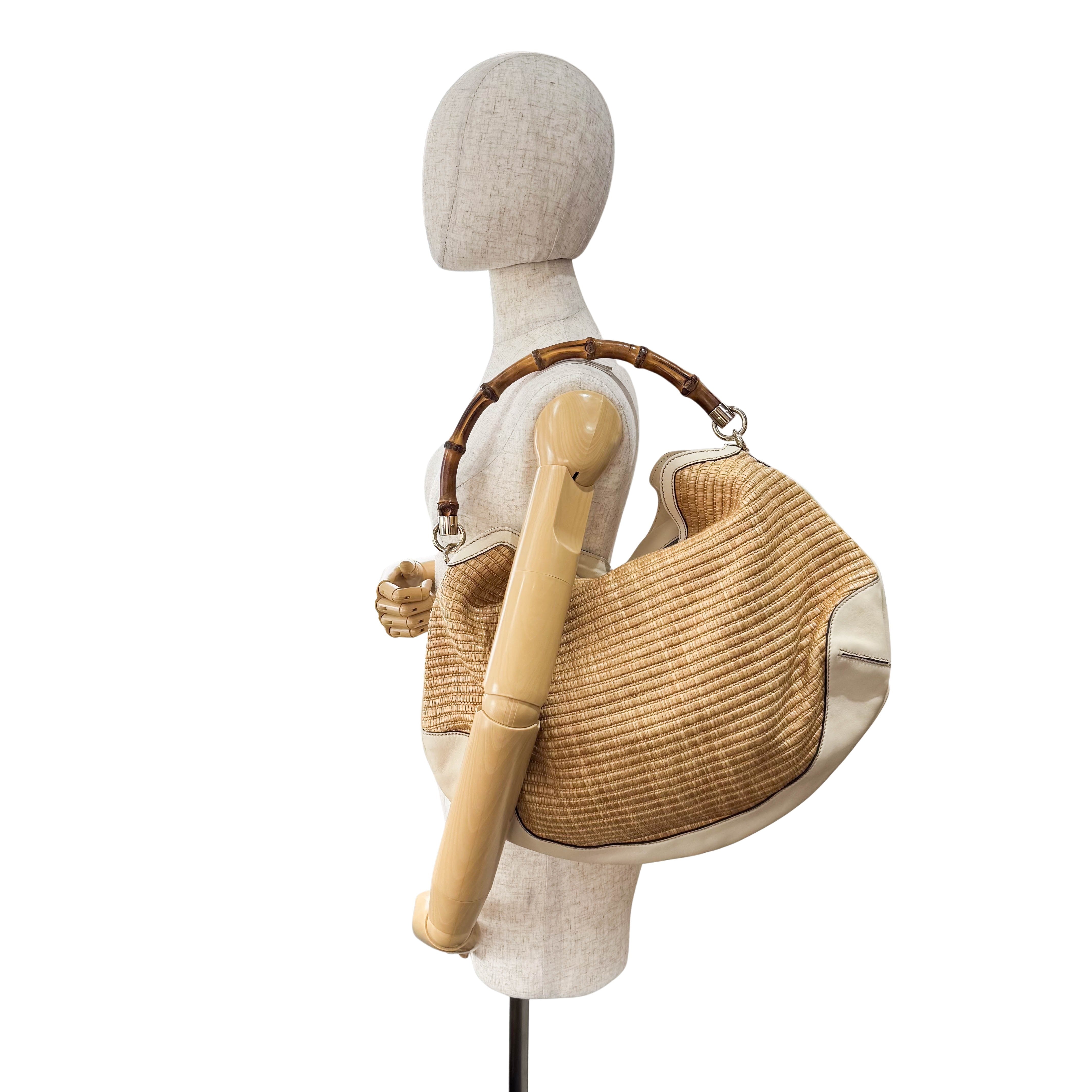 Bamboo Peggy Raffia Hobo Bag