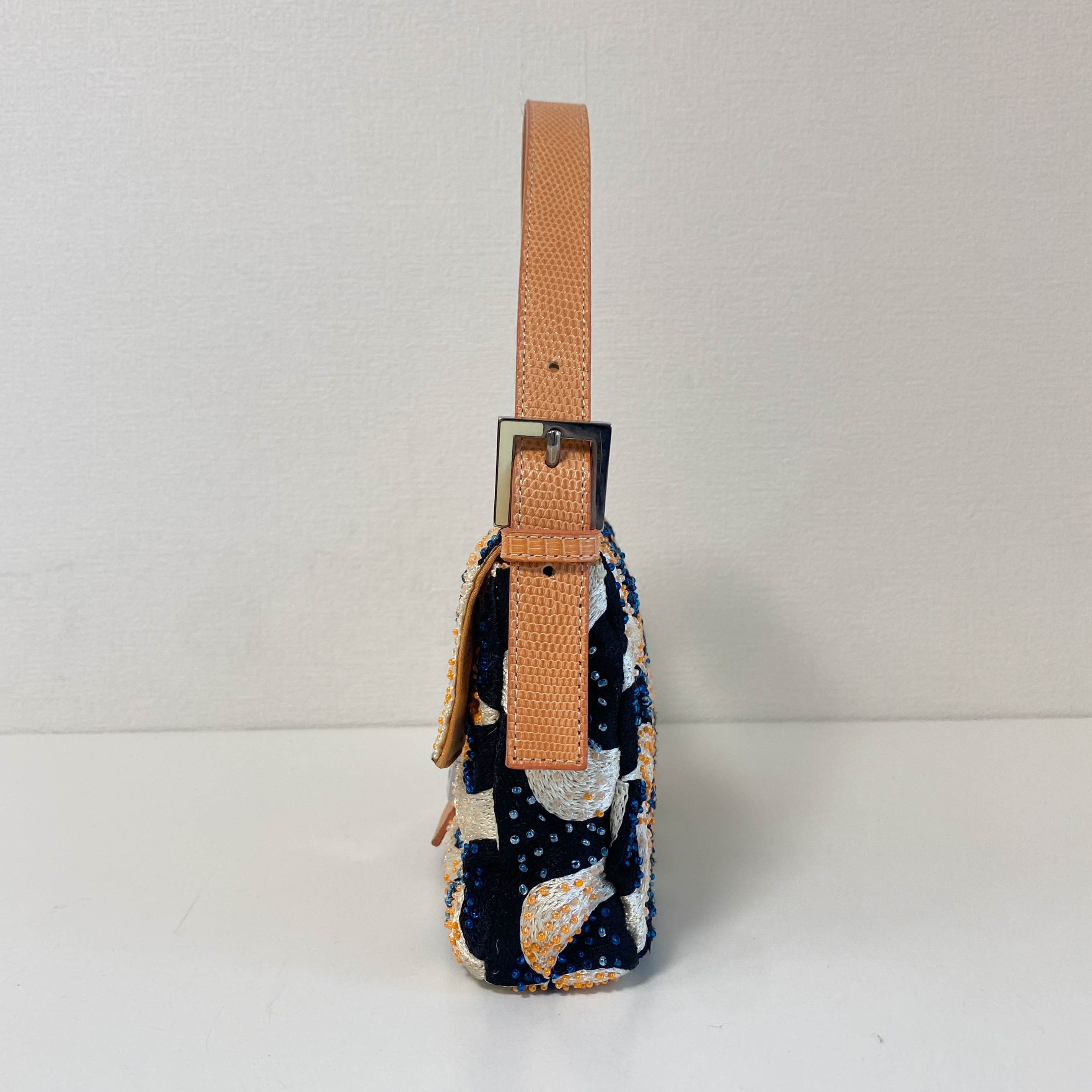 Baguette Beads White Orange Blue Shoulder Bag