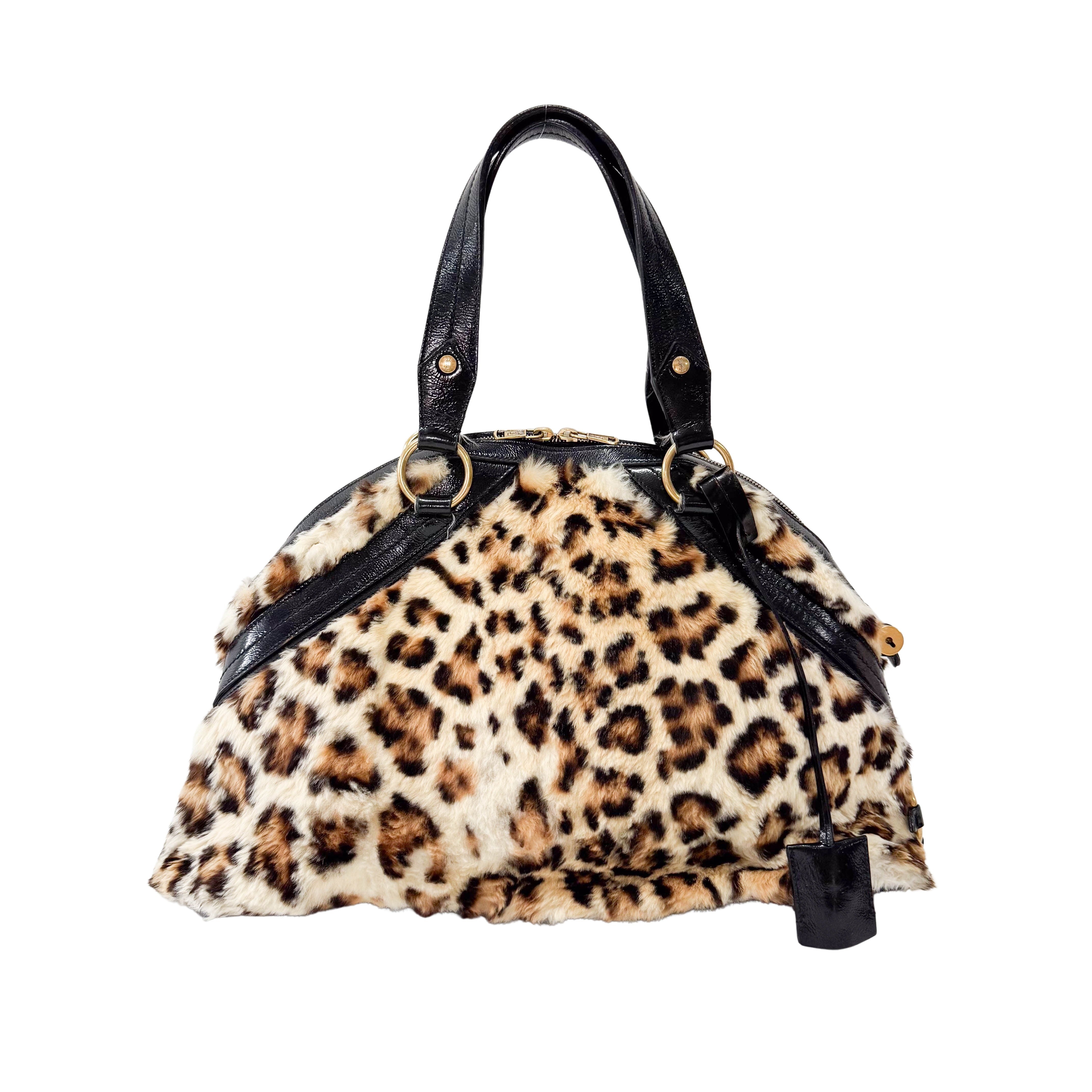 Muse Leopard Print Fur Handbag