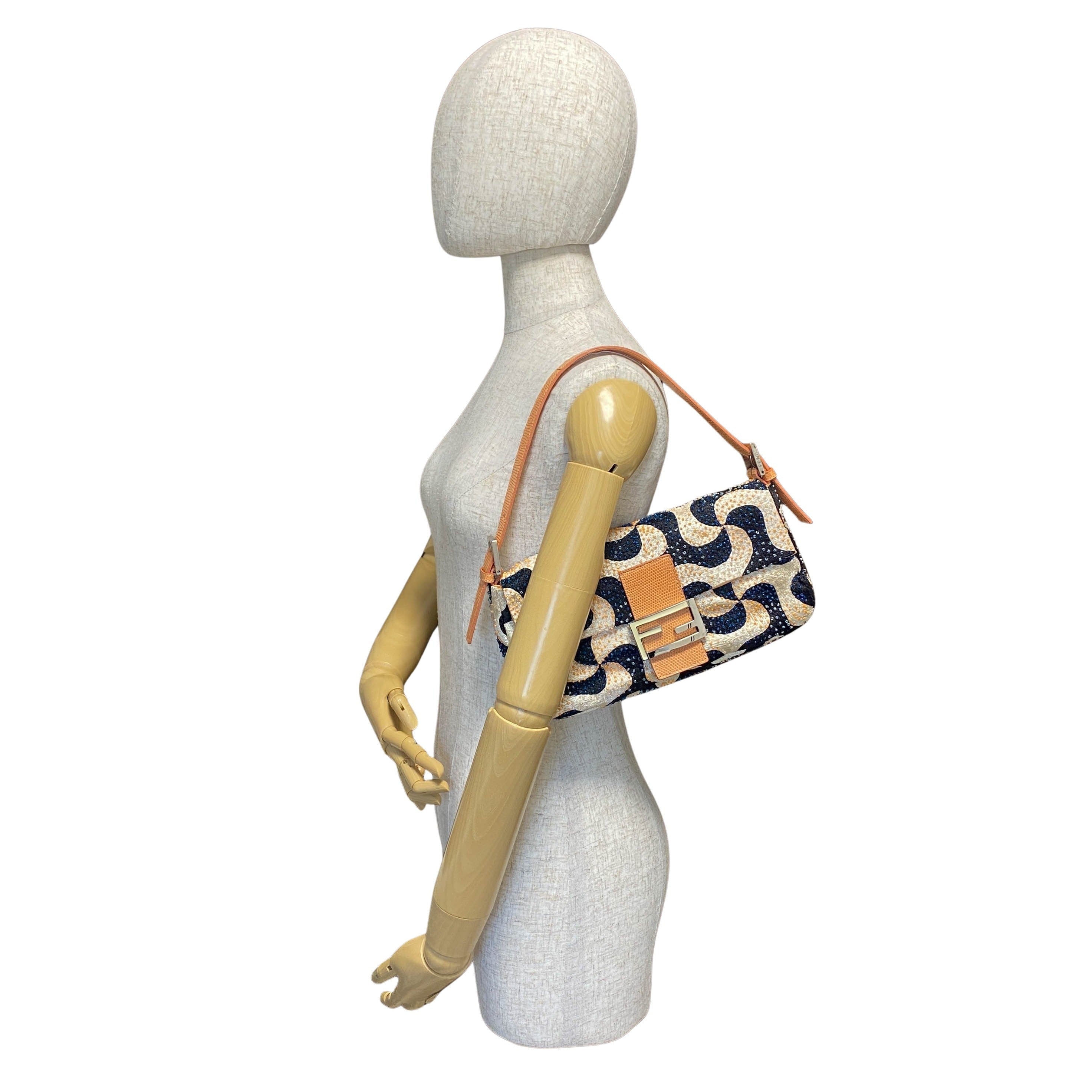 Baguette Beads White Orange Blue Shoulder Bag