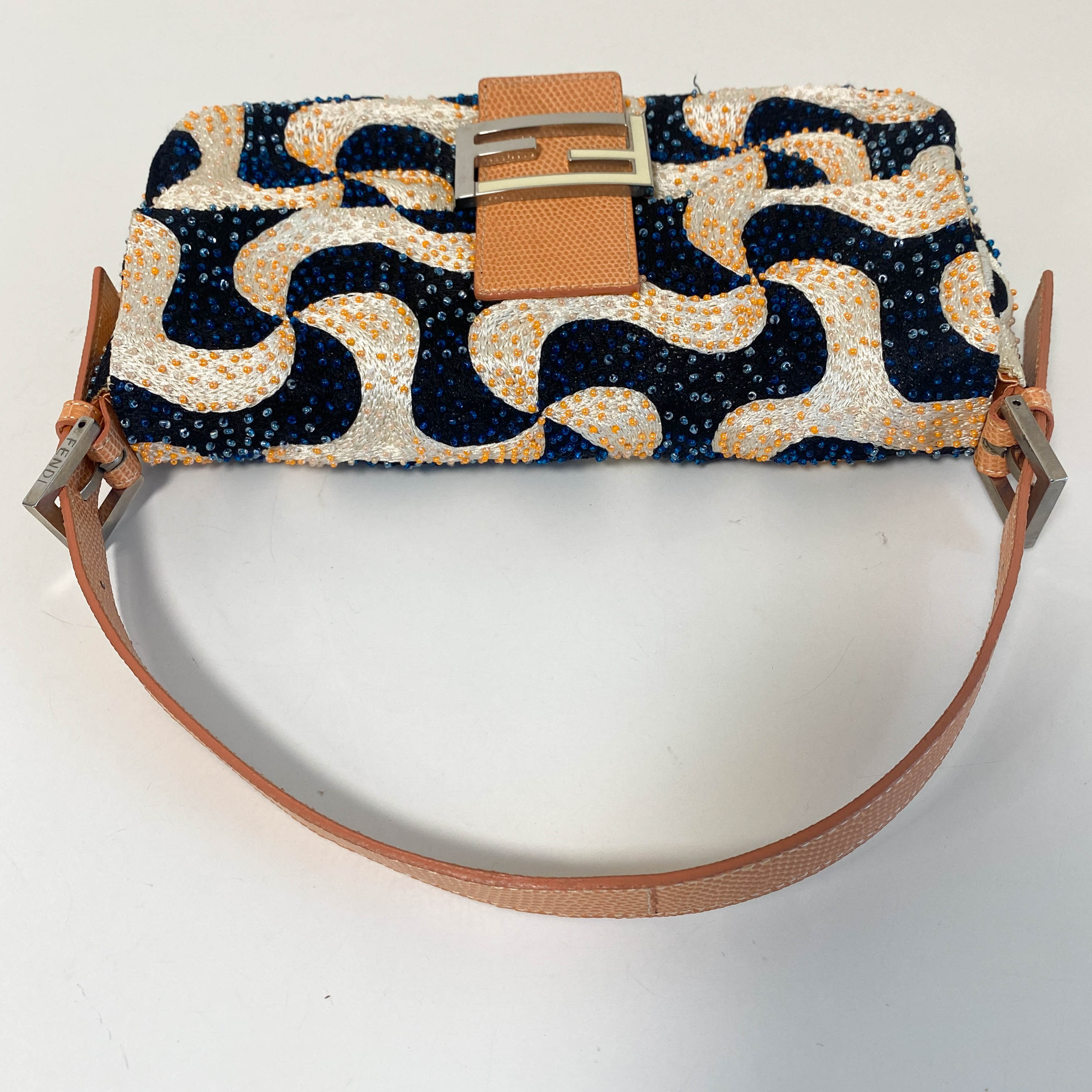 Baguette Beads White Orange Blue Shoulder Bag