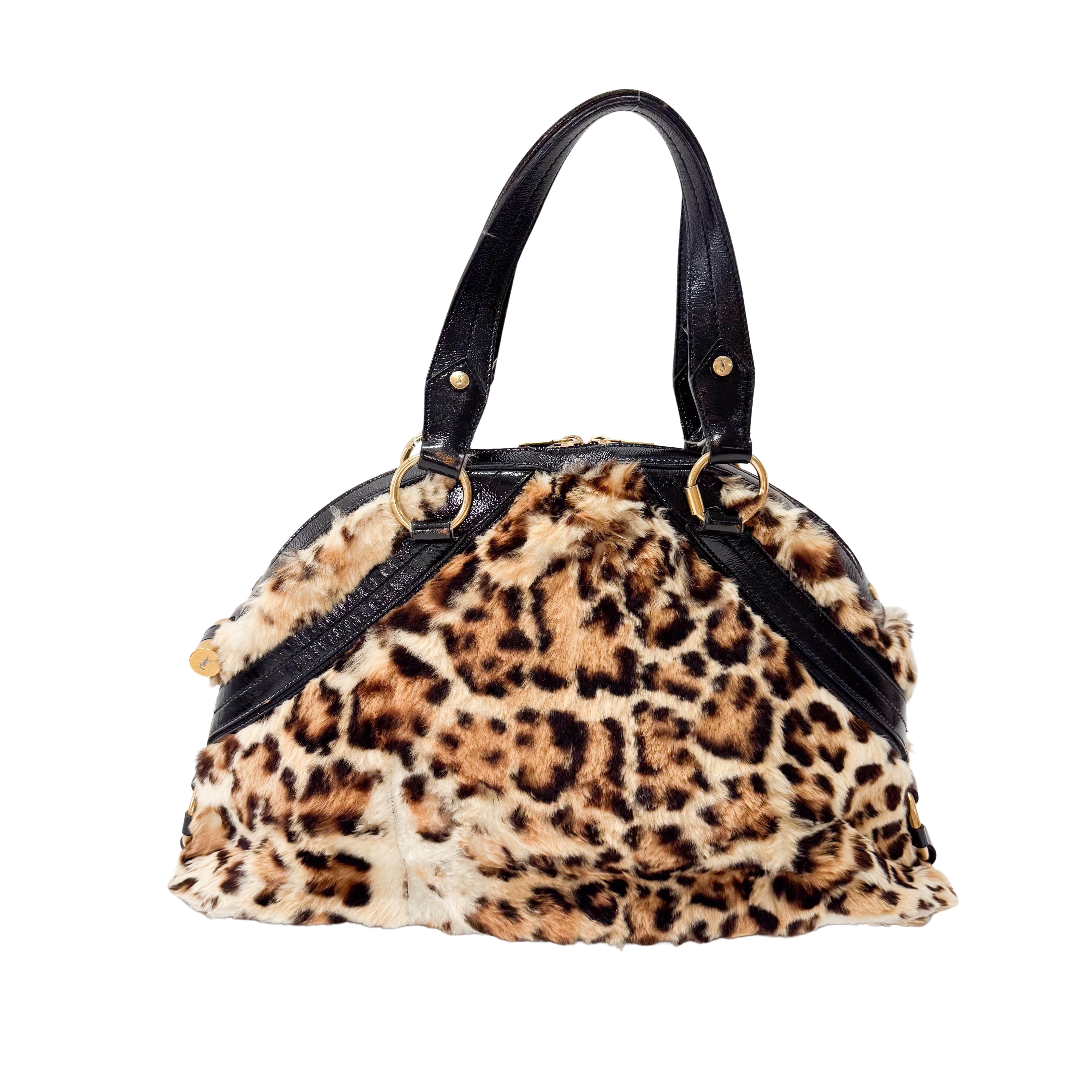 Muse Leopard Print Fur Handbag