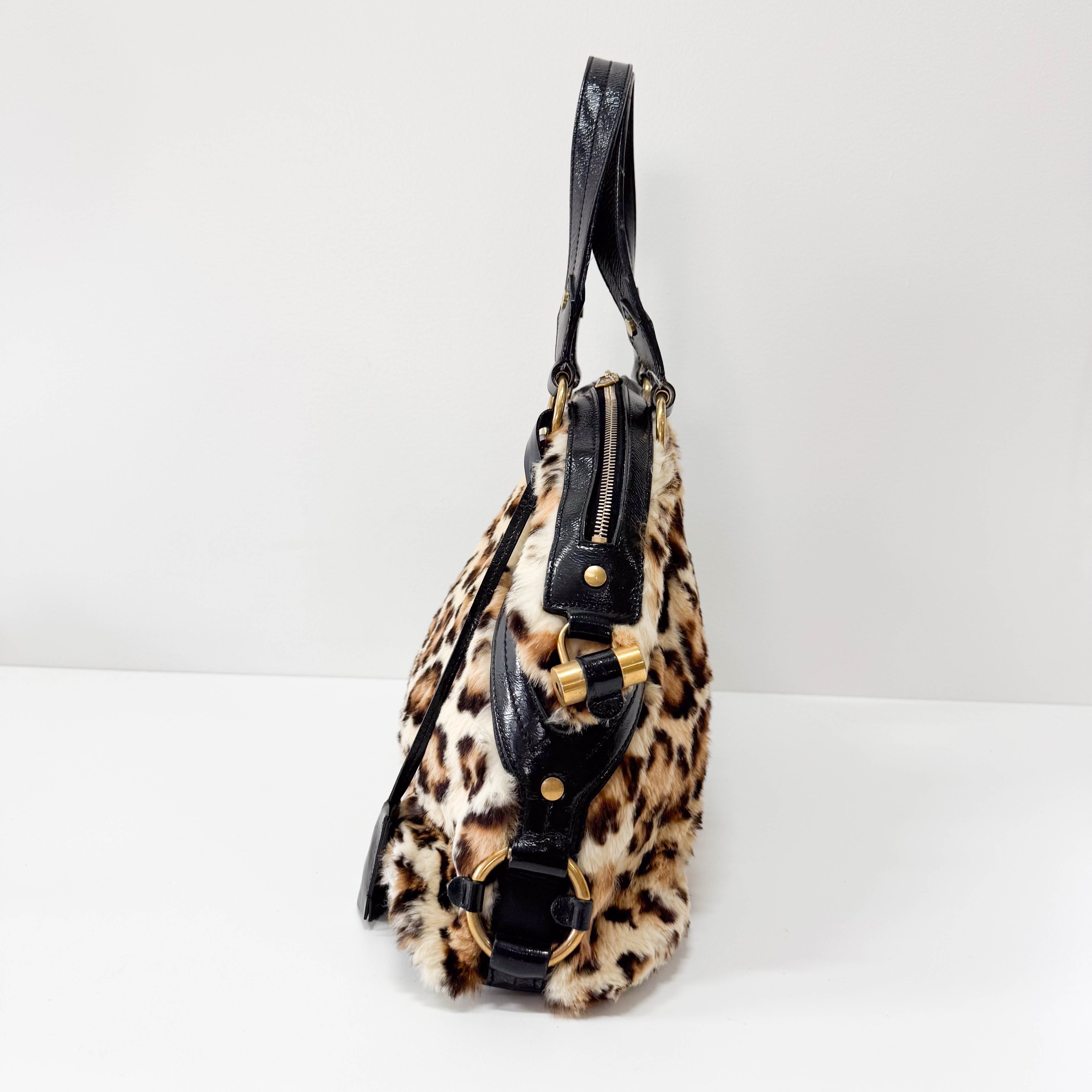 Muse Leopard Print Fur Handbag