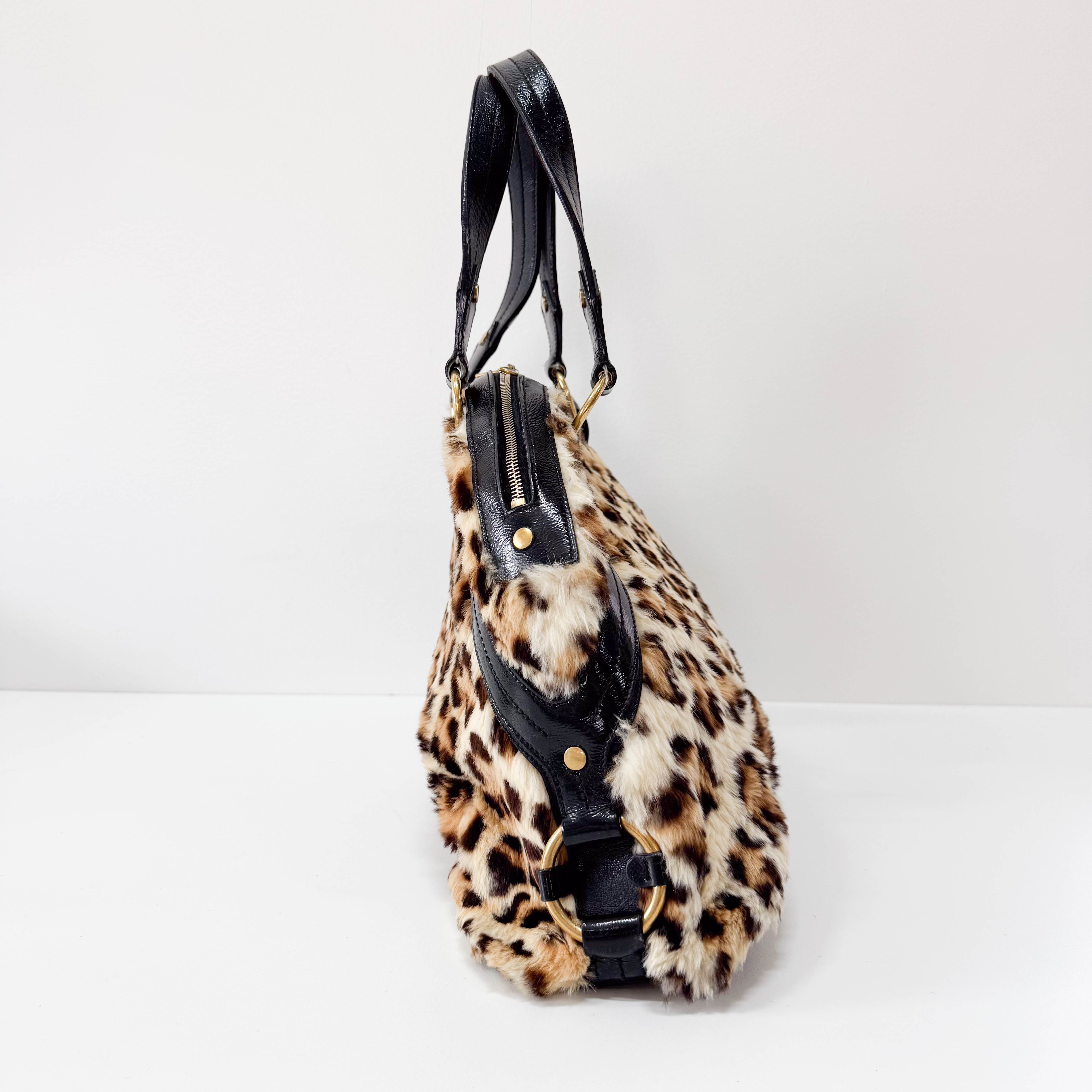 Muse Leopard Print Fur Handbag