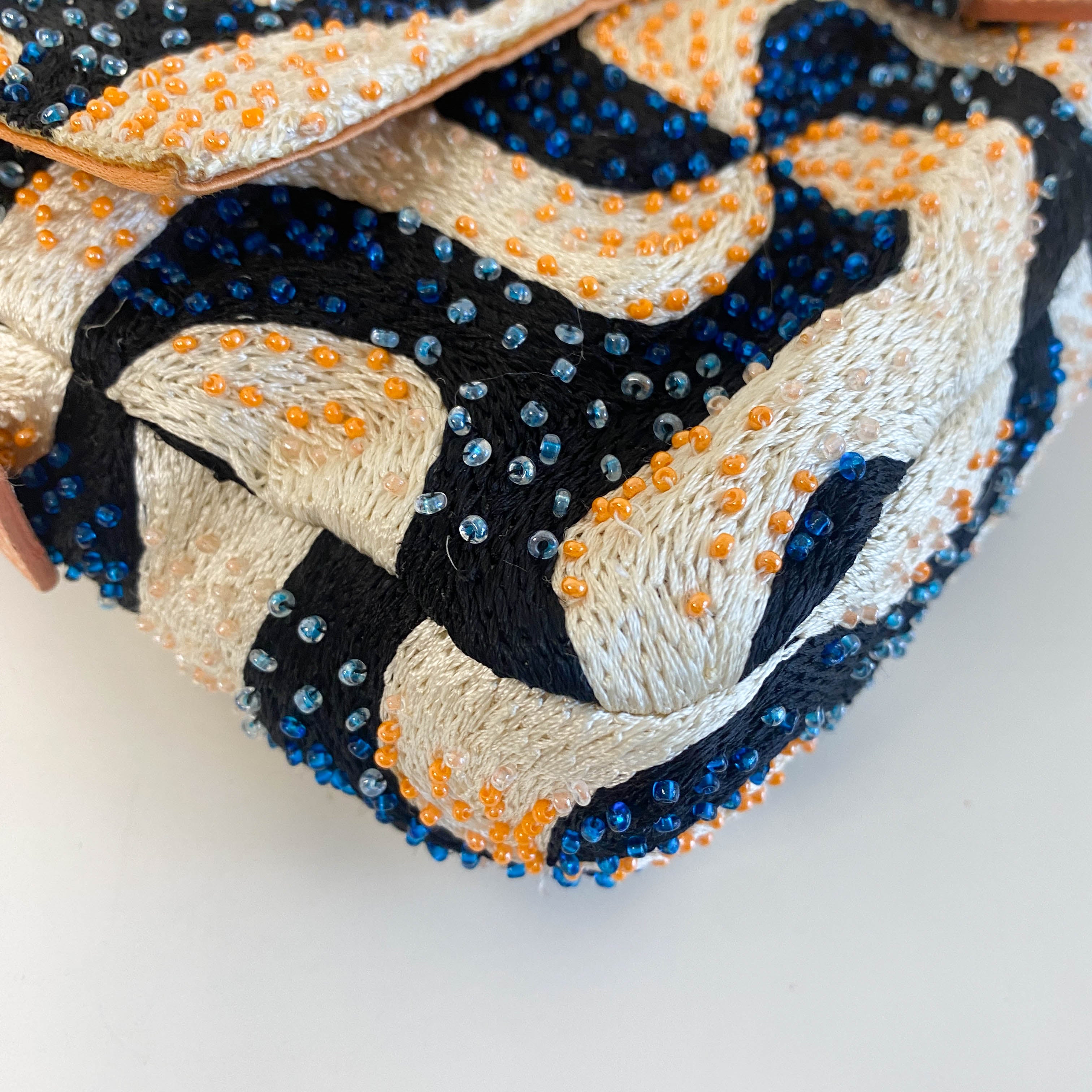 Baguette Beads White Orange Blue Shoulder Bag
