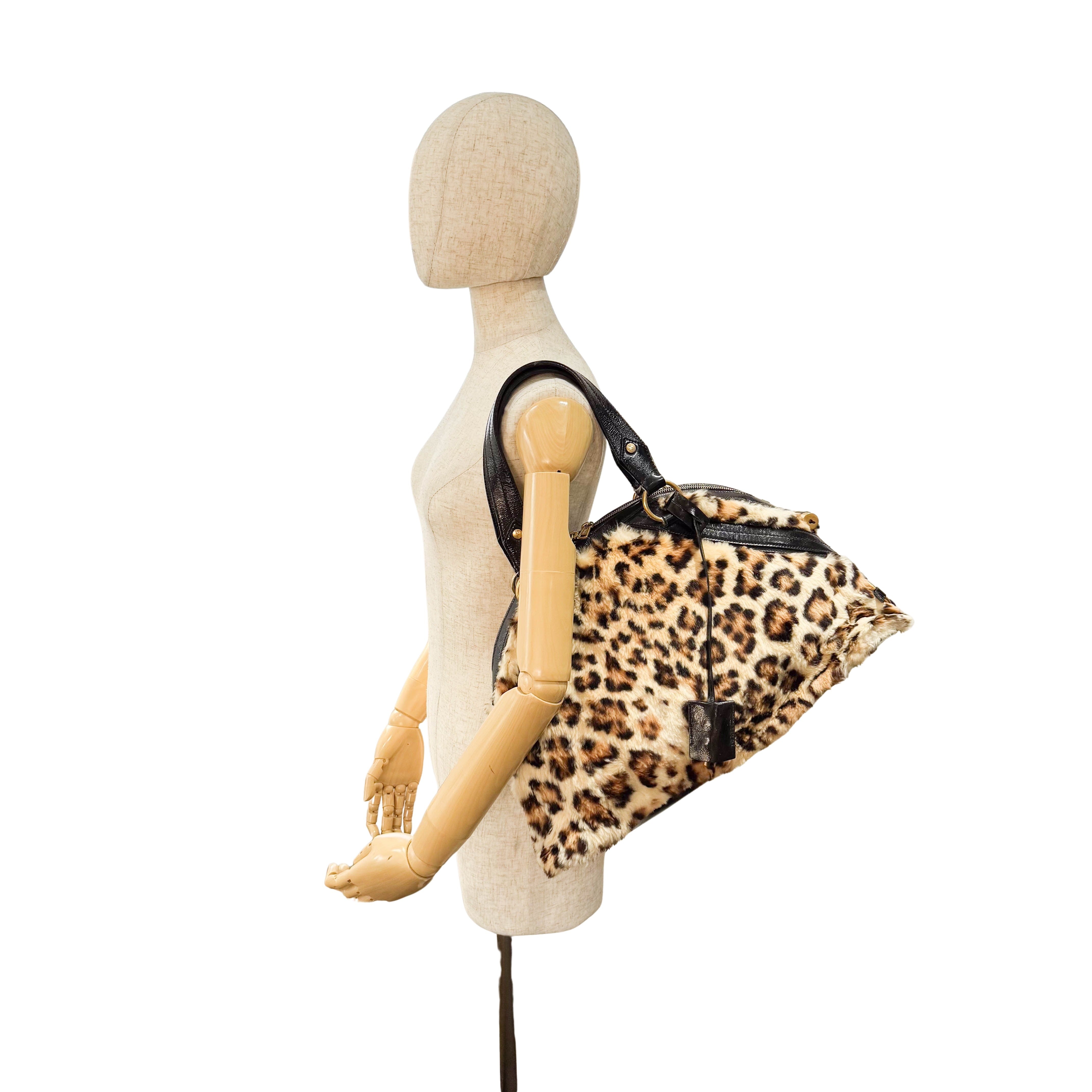 Muse Leopard Print Fur Handbag
